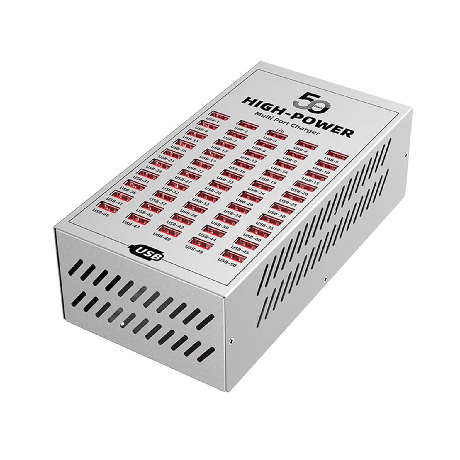 Cryfokt Wieloportowa Stacja ładująca USB, Wydajna Dystrybucja Mocy, Szybkie ładowanie w Domowym Biurze, Metalowa Obudowa i Wentylator dla Wielu urządzeń (Wtyczka UE 220-250 V)