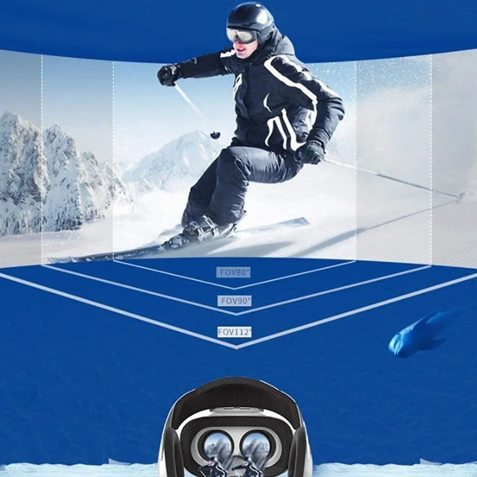 Vr Glasses 3D Glasses Virtual Reality Headset VR Glasses Virtual Reality Game one Machine Head-Mounted Special Helmet Fan Suitable for 4.0-6.3 Inch Screen 112° Wide Viewing Angle