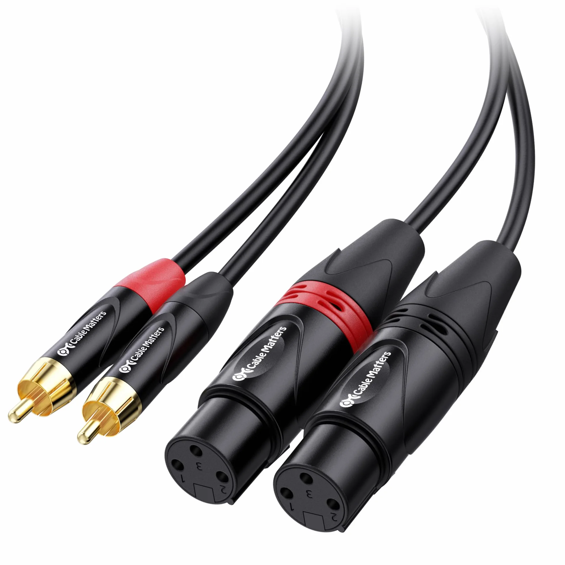 Cable Matters Podwójny kabel XLR do RCA 1.8m, kabel XLR RCA (podwójny kabel XLR żeński do RCA, kabel RCA XLR) - 1,8 m
