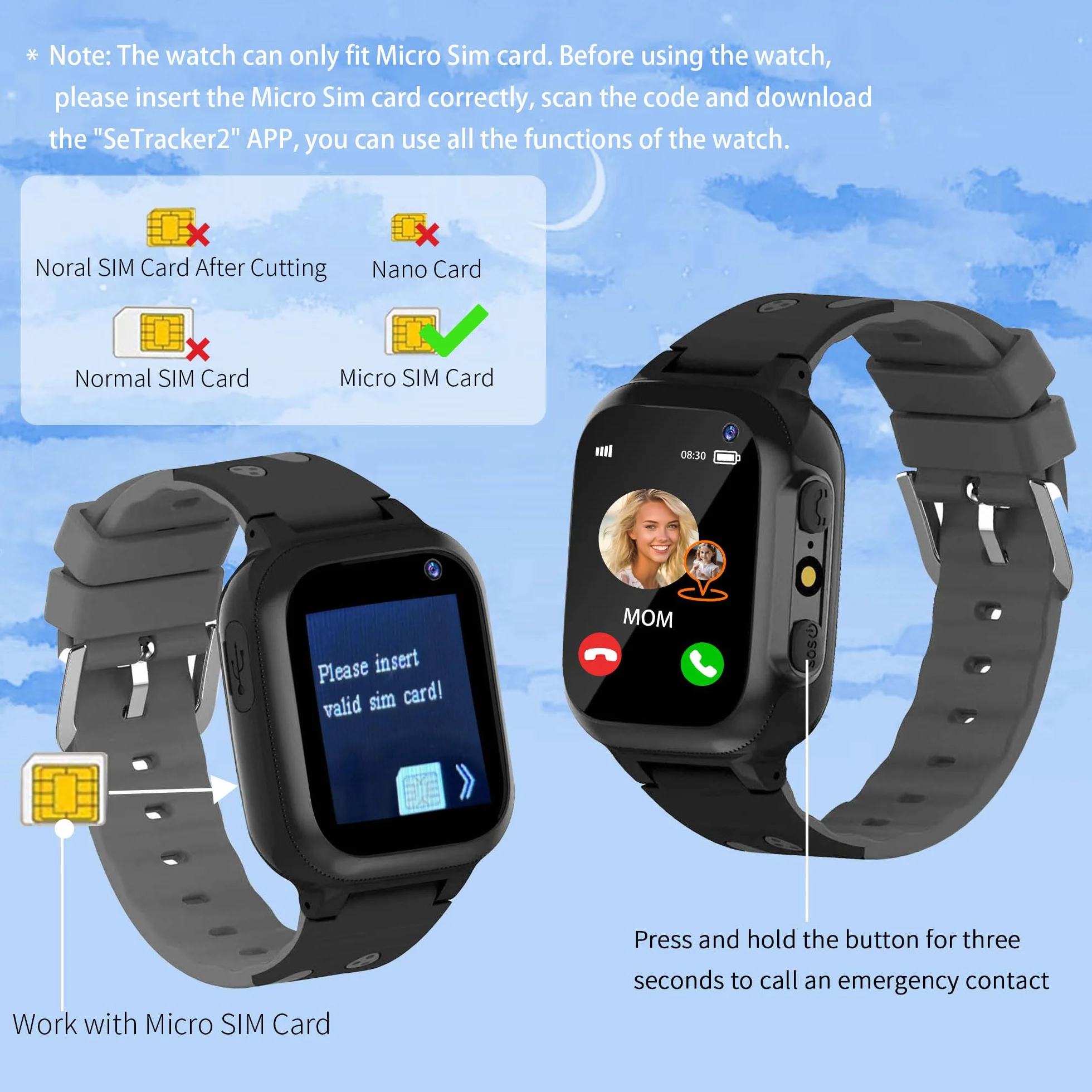 Inteligentny Zegarek dla Dzieci z GPS Latarka Czat Głosowy Telefon | SOS Gry Budzik Model Klasy IP68 Wodoodporny Cyfrowy Smartwatch dla Dzieci Chłopcy Dziewczynki Urodziny Prezenty