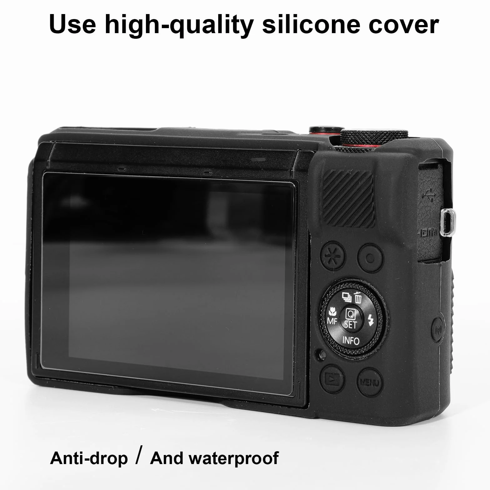 Silikonowe etui ochronne do Canon G7X Mark III / G7X3, akcesoria z 2 sztukami folii ochronnej na wyświetlacz, zdejmowana osłona obiektywu do aparatu cyfrowego Canon G7X Mark III/G7X3