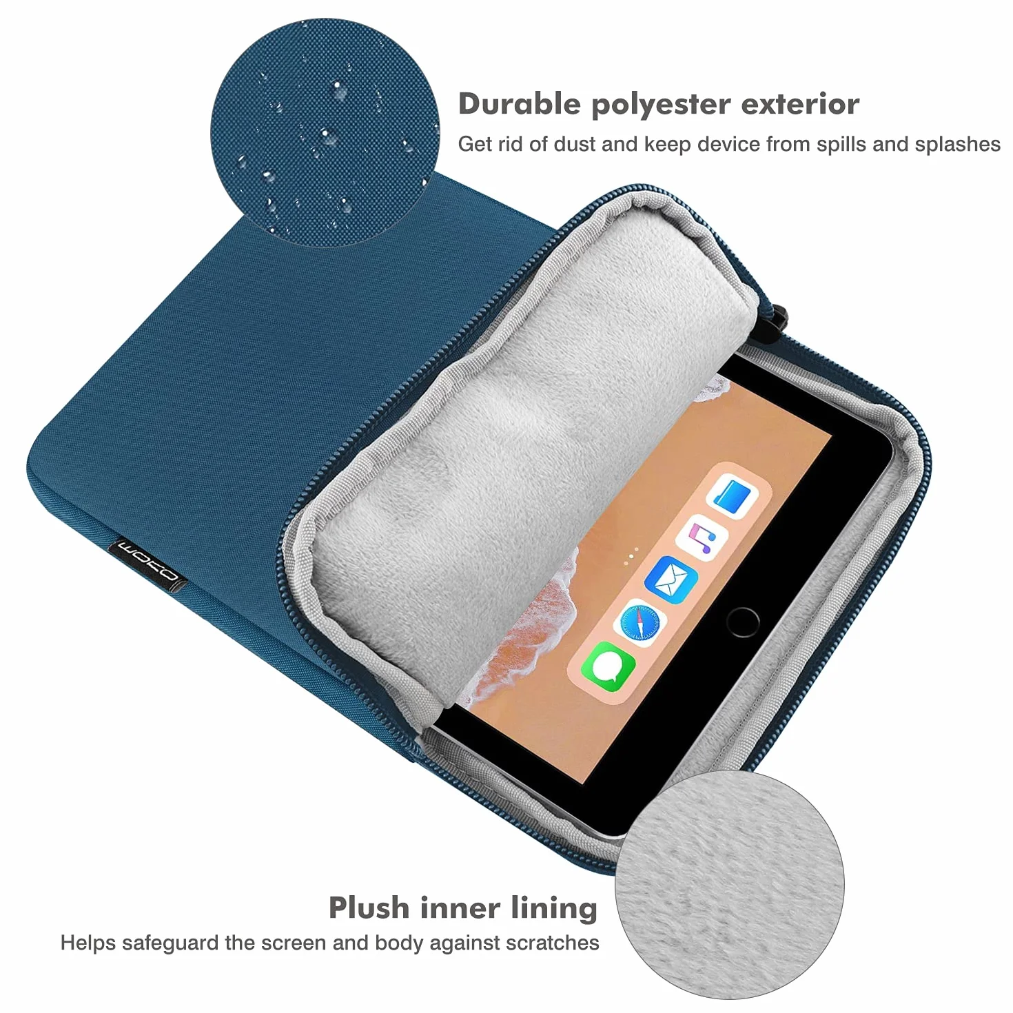 MoKo 9-11 Inch Tablet Sleeve Bag Carrying Case Fits New 11-inch iPad Pro M4/iPad Air M2 2024, iPad Air 5/4/3 10.9"/10.5", iPad Pro 11 M2, iPad 10th 10.9, iPad 9/8th Gen 10.2,Tab S8/S9 11",Peacock Blue
