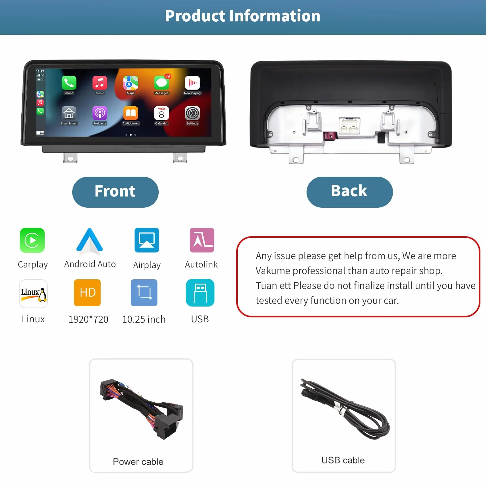 Bezprzewodowa CarPlay/Android Auto 10.25'' Multimedia Radio Linux Ekran dotykowy dla BMW 3 4 Serie F30/F31/F33/F34/F36 2012-2016 NBT System AirPlay/Autolink/USB HD Rozdzielczość 1920 * 720