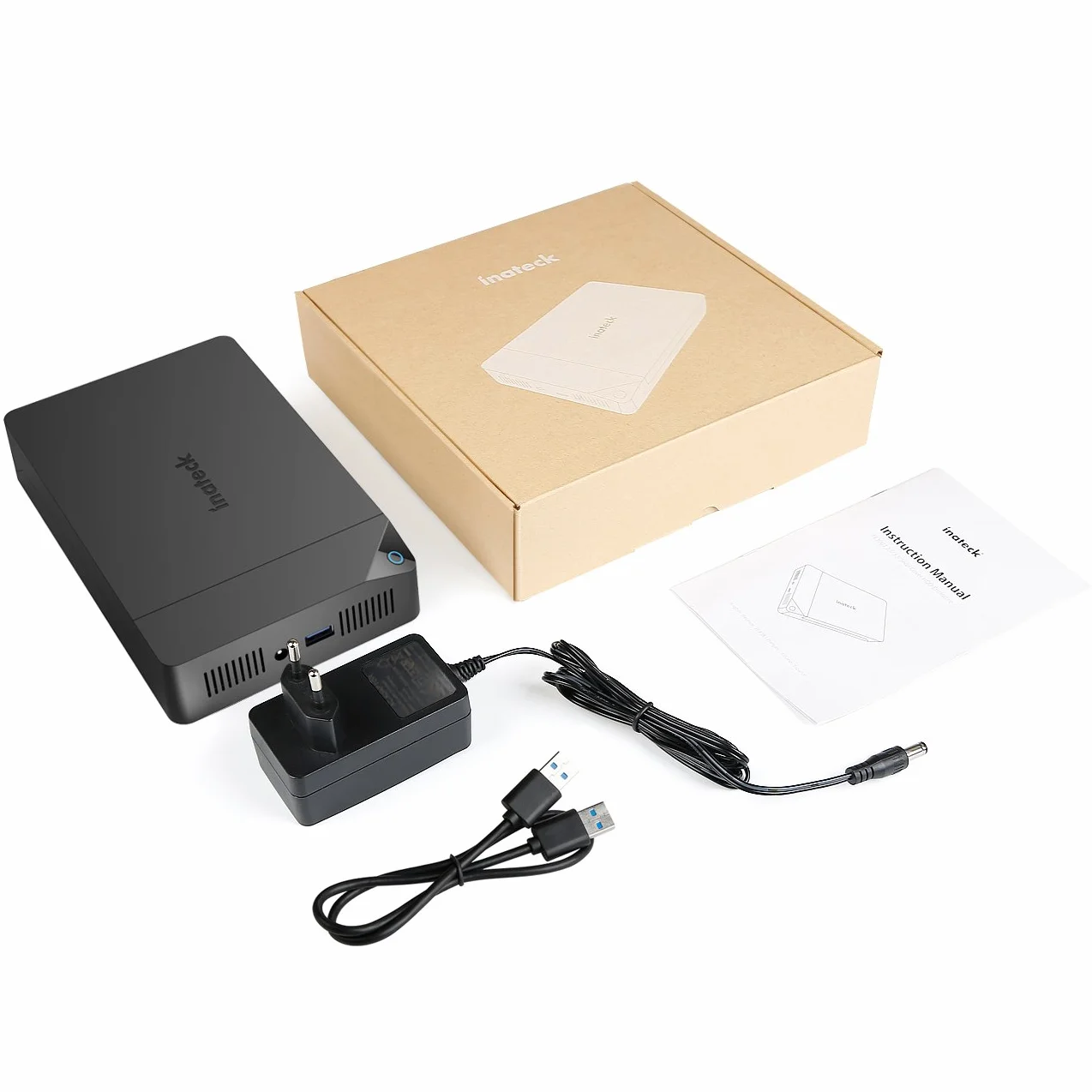 Inateck Obudowa dysku twardego 3.5 USB 3.0, zewnętrzna obudowa HDD do 2,5"/3,5" SATA HDD i SSD, obsługuje UASP i maksymalnie 20 TB napędów, zasilacz 12 V/2 A