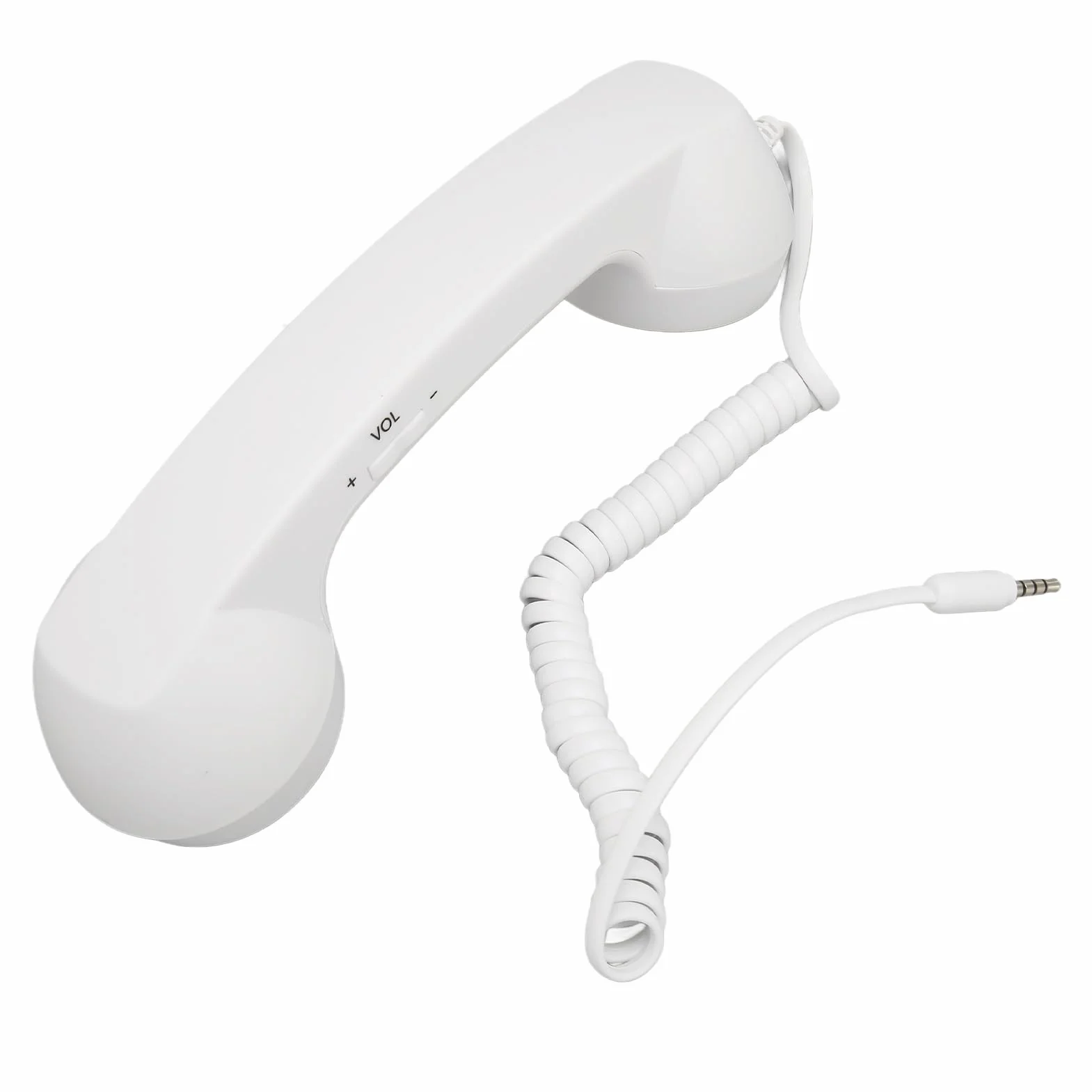 Przewodowa Słuchawka Telefoniczna Odporna na Promieniowanie w Stylu Retro do Smartfona, Wtyczka 3,5 Mm, Regulowana głośność za pomocą Zwiniętego Przewodu o Długości 3 Stóp, (WHITE)