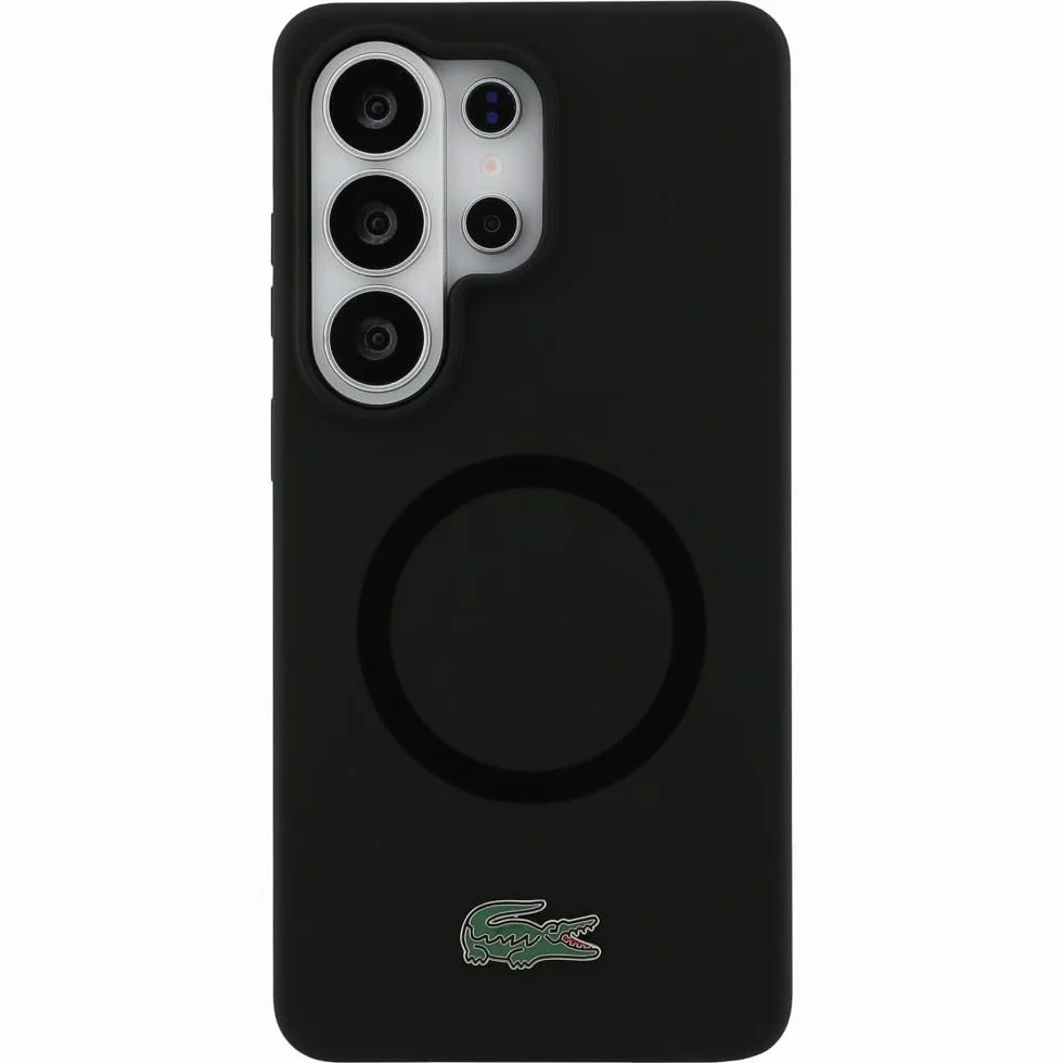 CG MOBILE Lacoste silikonowe metalowe logo krokodyla, kompatybilne z MagSafe etui do Samsung Galaxy S26 Ultra (czarne)
