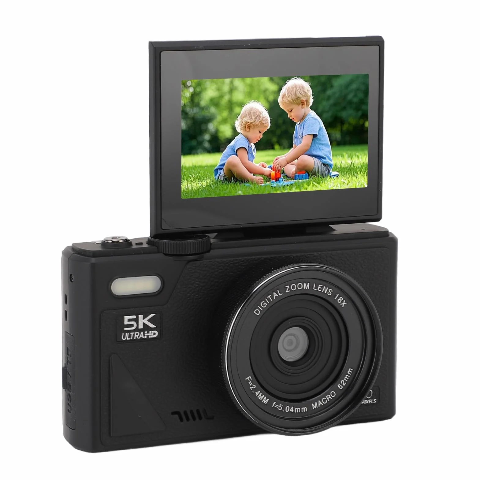 5K Aparat Cyfrowy, 75 MP HD 18x Autofocus Digitalzoom Aparat Fotograficzny Mini Kompaktowy Aparat z 3-calowym Wyświetlaczem dla Dzieci Nastoletnich dla Dorosłych Początkujących (BLACK)