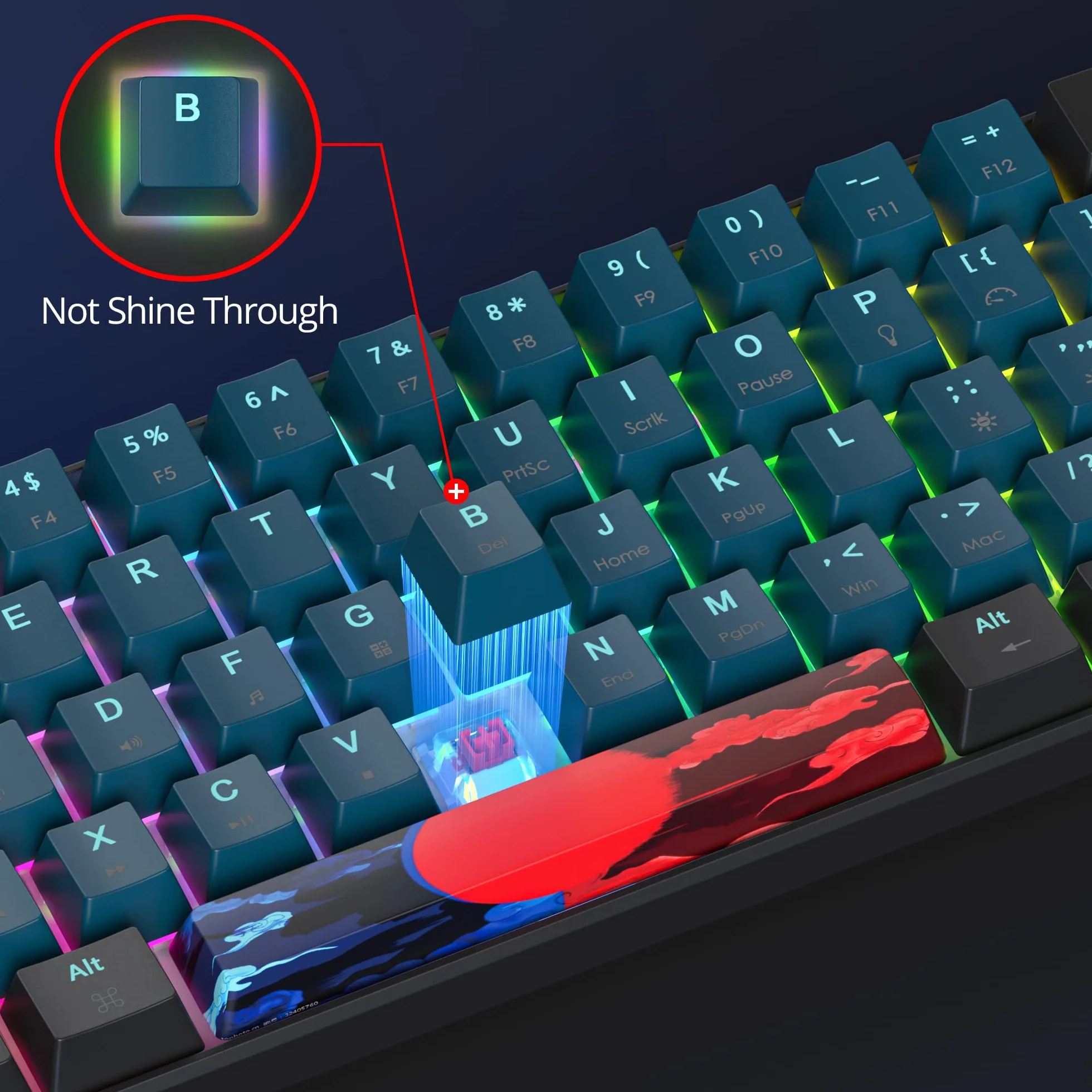 Przewodowa klawiatura mechaniczna RGB 61 klawiszy 60% z podświetleniem PBT z liniowymi czerwonymi przełącznikami dla graczy z systemem Windows PC (61 Monstor)
