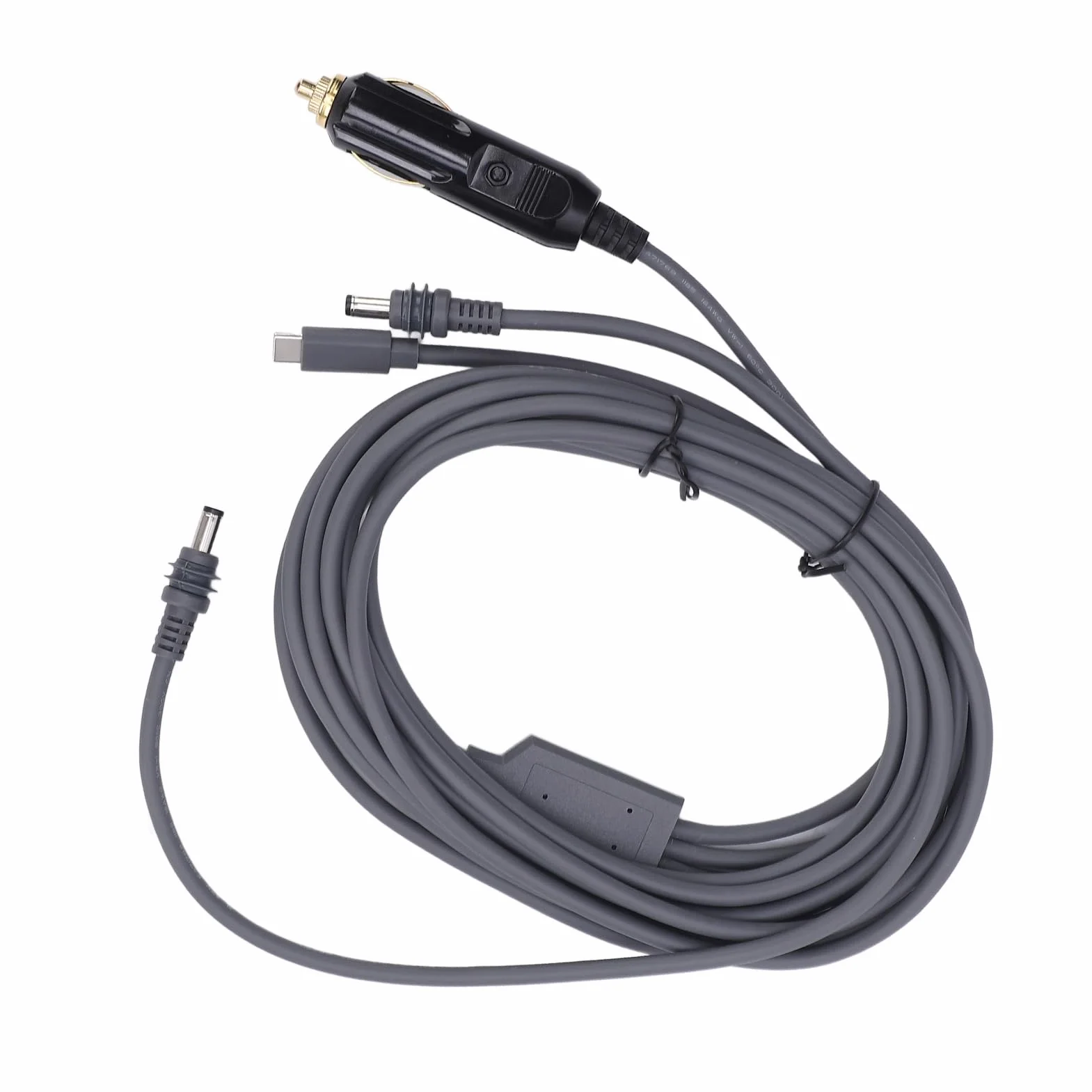Mini 3 w 1 kabel zasilający DC 16FT, 18AWG USB-C 12-24V wtyczka zapalniczki samochodowej i męski kabel zasilający DC do Mini, Plug and Play, akcesoria