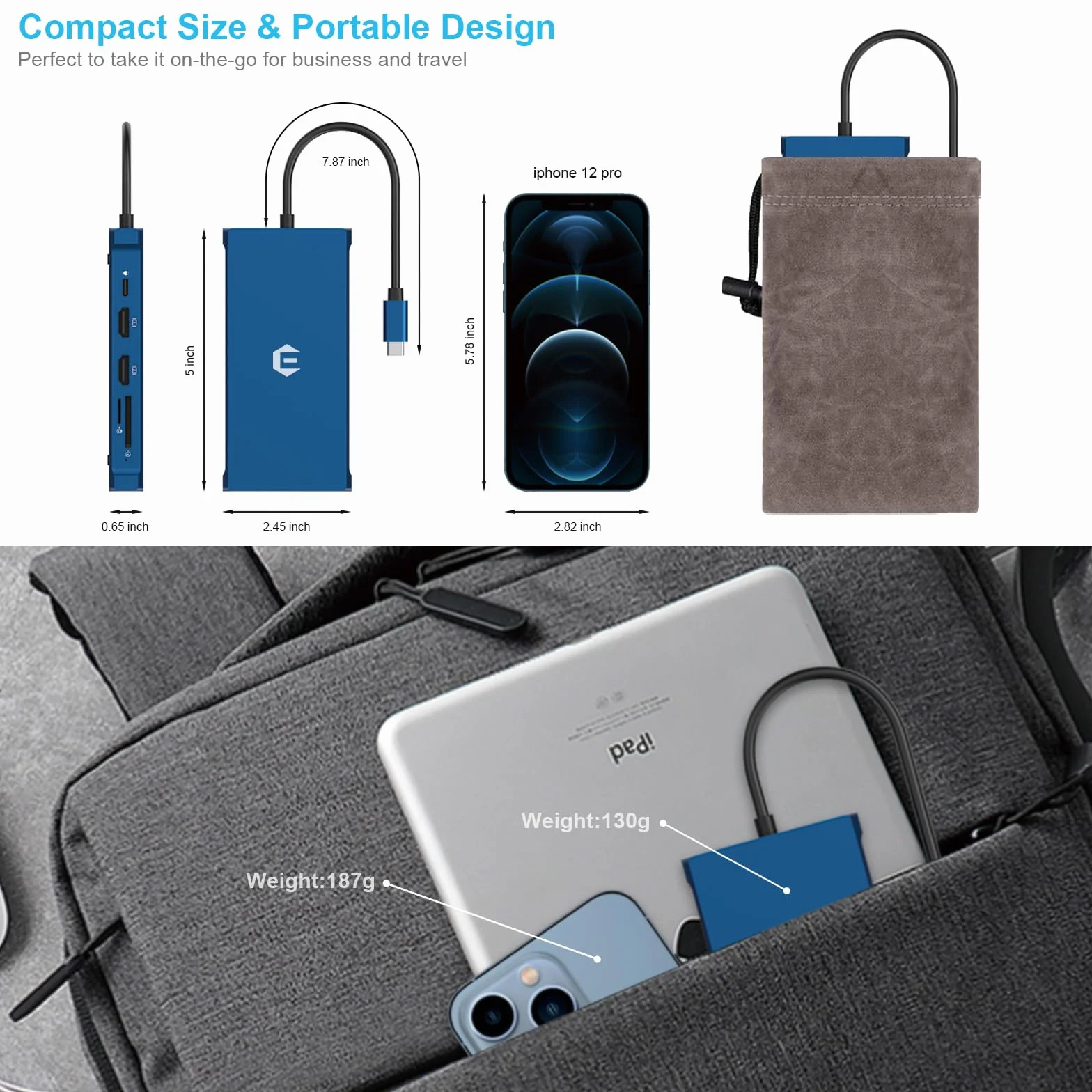 Hub USB C, 12 w 1, potrójny ekran USB C Multiport z 2 x 4K HDMI, Ethernet, USB C 3.0, 4 USB A, SD/TF Dock do Dell/HP/Mac Book Pro