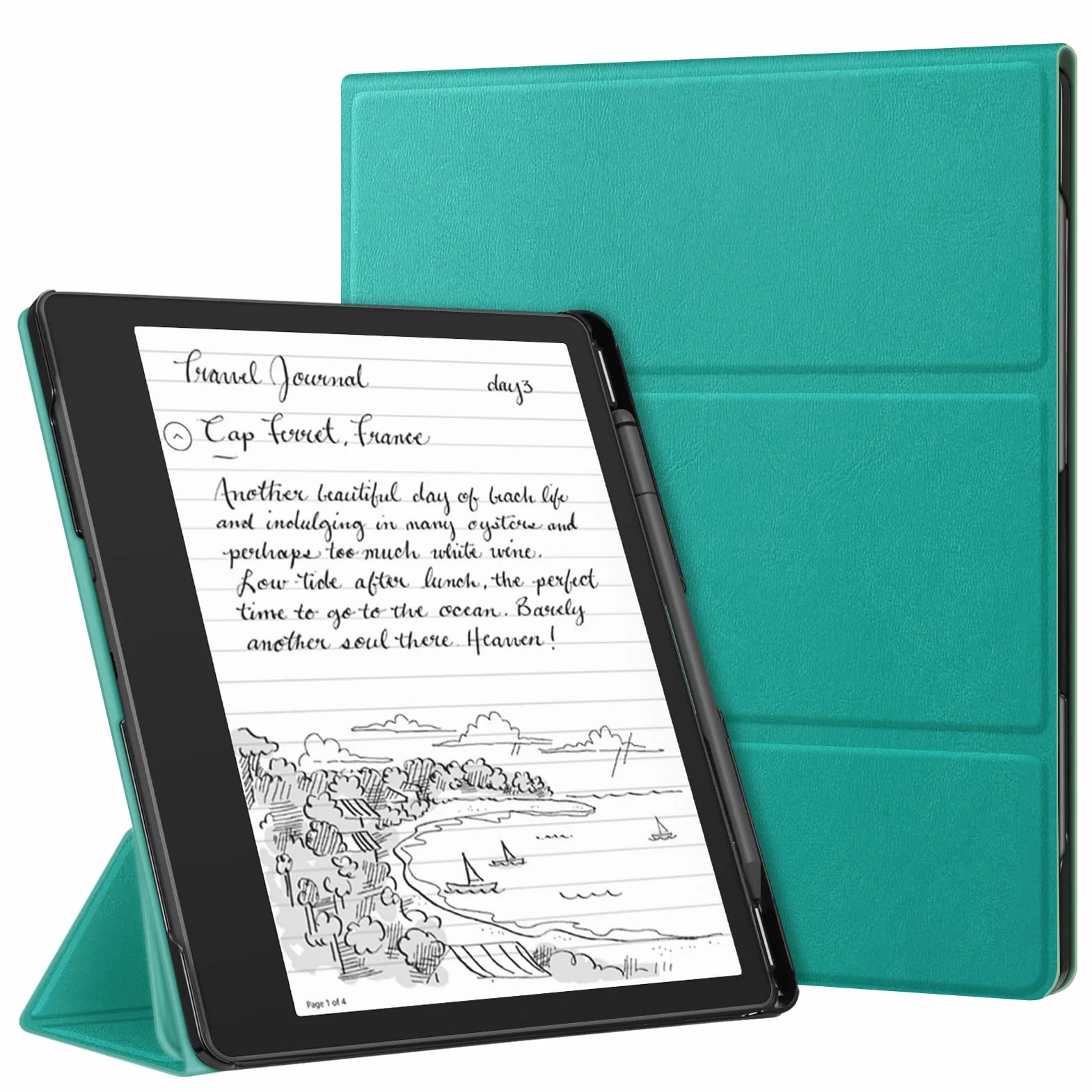 Fintie Etui do Kindle Scribe 2024/2022 - ultra cienkie, lekkie etui z uchwytem na długopis do Kindle Scribe 2024 o przekątnej ekranu 10,2", jadeitowa zieleń