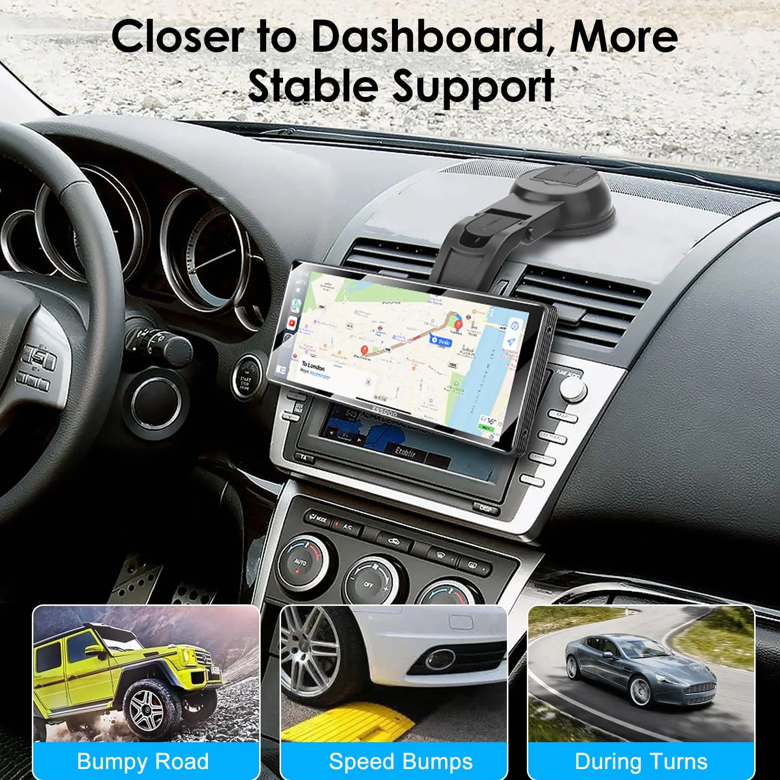 EEEKit Uchwyt samochodowy z przyssawką do ekranu CarPlay, obracany 360°, na deskę rozdzielczą, 17.8-25.4 cm