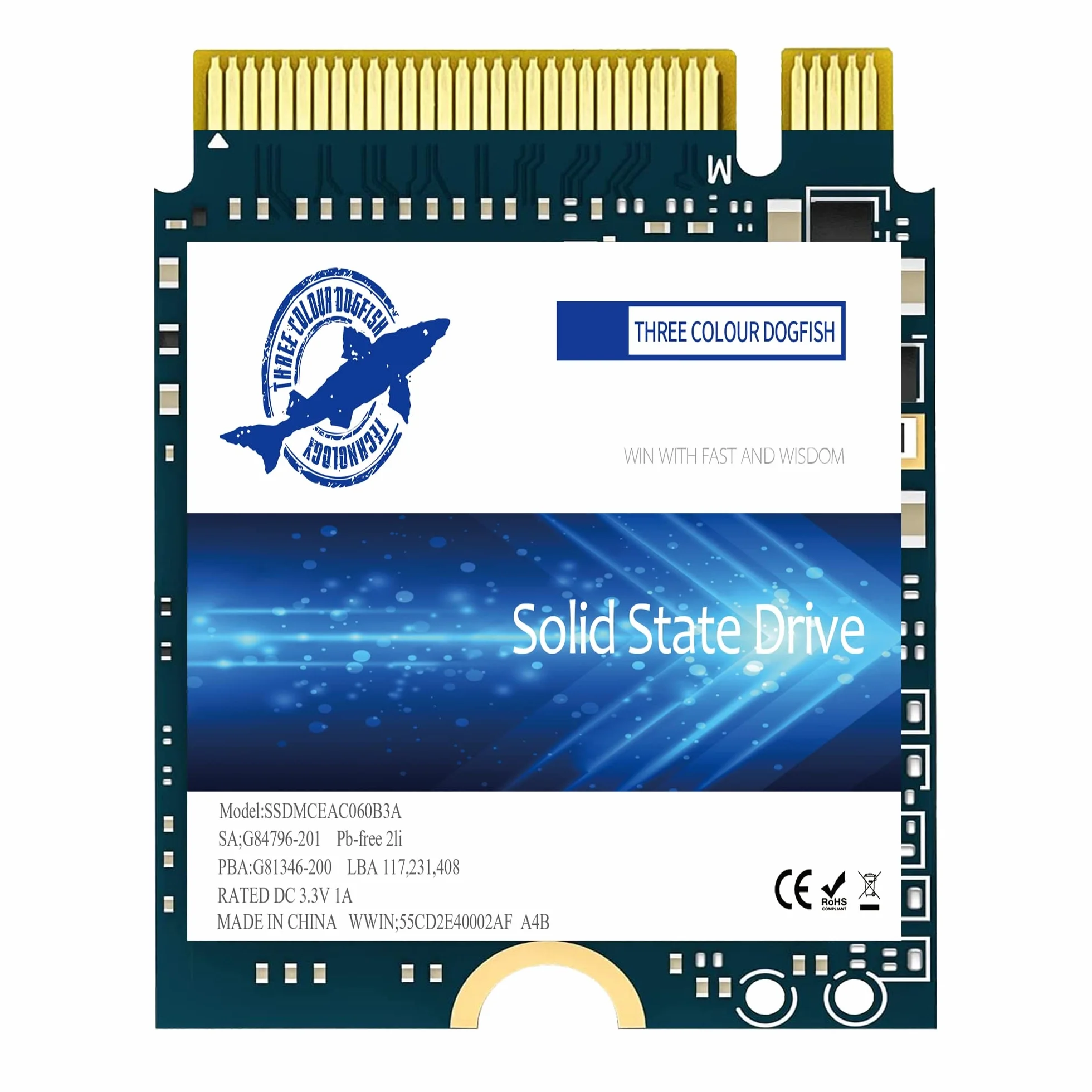 Dogfish SSD M.2 2230 1Tb NVMe PCIe Gen3.0x4 do stacji parowej, Surface Pro7/Pro8 +/Laptop Go/ProX/Laptop3/Laptop4, GPD, Xbox, PS5, Ultrabook, Laptop (M.2 2230 NVME, 1TB)