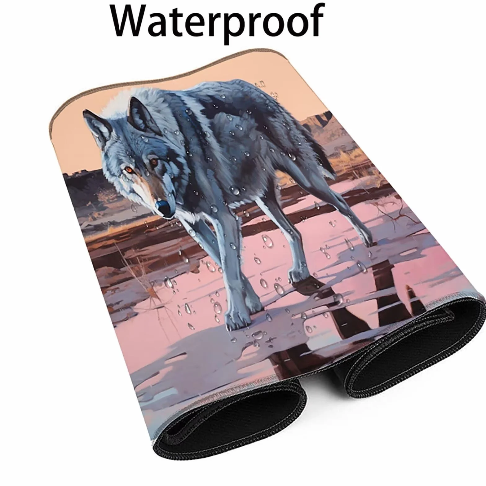 Podkładka pod mysz, podkładka pod mysz XXL, podkładka pod mysz dla graczy, podkładka pod mysz, podkładka pod mysz XXL, akcesoria biurowe, podkładka pod mysz do gier, mysz (wilk) (1400x600x3mm) (szara