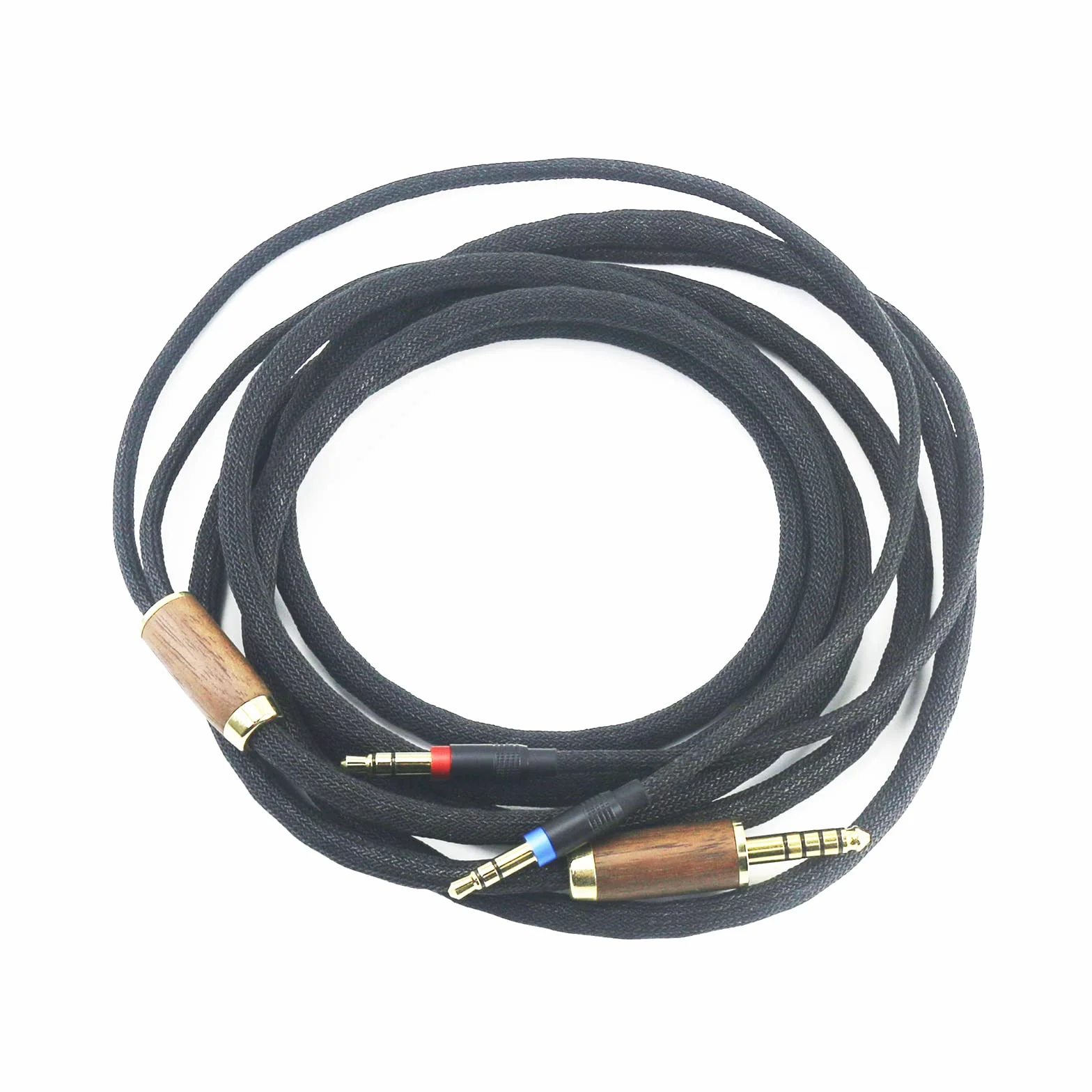 ABLET 4,4 mm 7N OCC Balanced Cable Copper Platerowana Posrebrzana obudowa z drewna orzechowego, kompatybilny ze słuchawkami Hifiman Sundara, Ananda, Arya, HE400SE, HE4XX, HE-400i (wersja 2 x 3,5 mm)