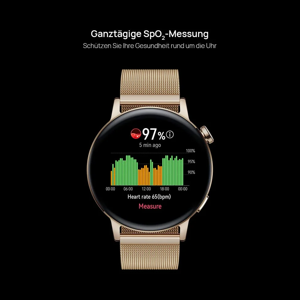 HUAWEI Smartwatch Watch GT 3 42 mm, długi czas pracy baterii, monitorowanie SpO2, dokładny monitoring tętna, 100+ trybów treningowych, połączenia Bluetooth, biały