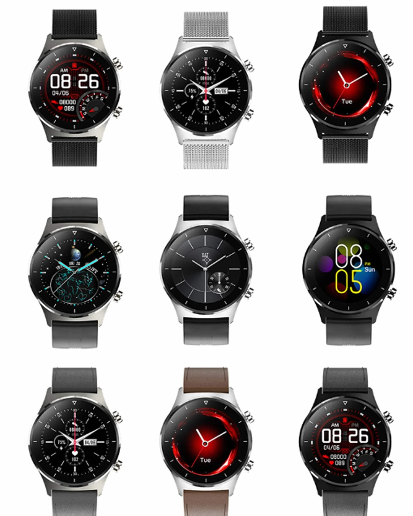 Inteligentny zegarek na Androida iOS Fitness Tracker z pulsometrem Ciśnienie krwi IP68 Wodoodporny Tlen we krwi Krokomierz Monitorowanie snu Inteligentny zegarek Bluetooth dla kobiet Mężczyźni B (E)