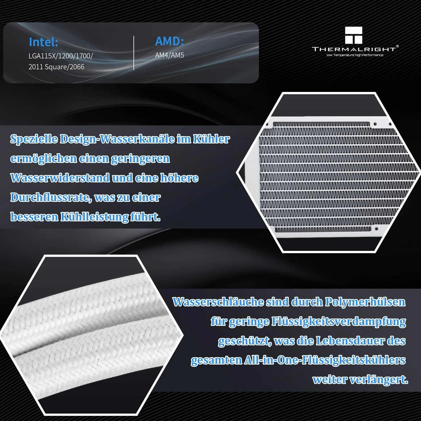 Thermalright Aqua Elite 240 WHITE V3 płynny procesor chłodzący, 240 rzędów chłodzenia, 2 x wentylator PWM 120 mm, łożysko S-FDB, do AMD/AM4/AM5, INTEL LGA1150/1151/1155/1156/1200/2011/1700 0, Desktop