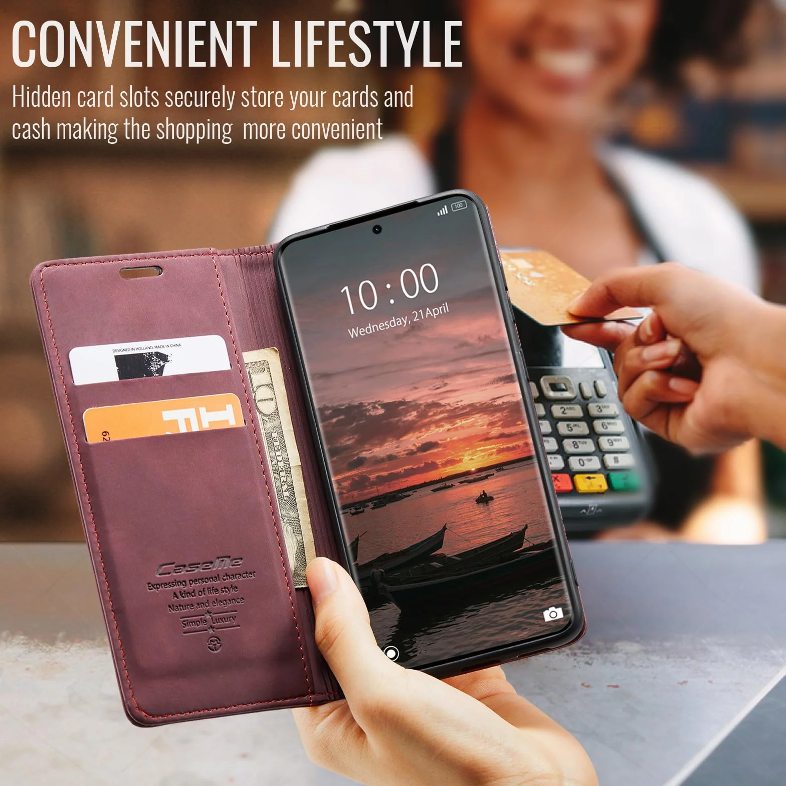 Portfel Etui do Xiaomi Redmi Note 15 4G Case, Skórzane PU z Klapką, Pełna Ochrona Przegródki na Karty Stojak Magnetyczna Kieszeń do Xiaomi Redmi Note 15 4G, Czerwone wino