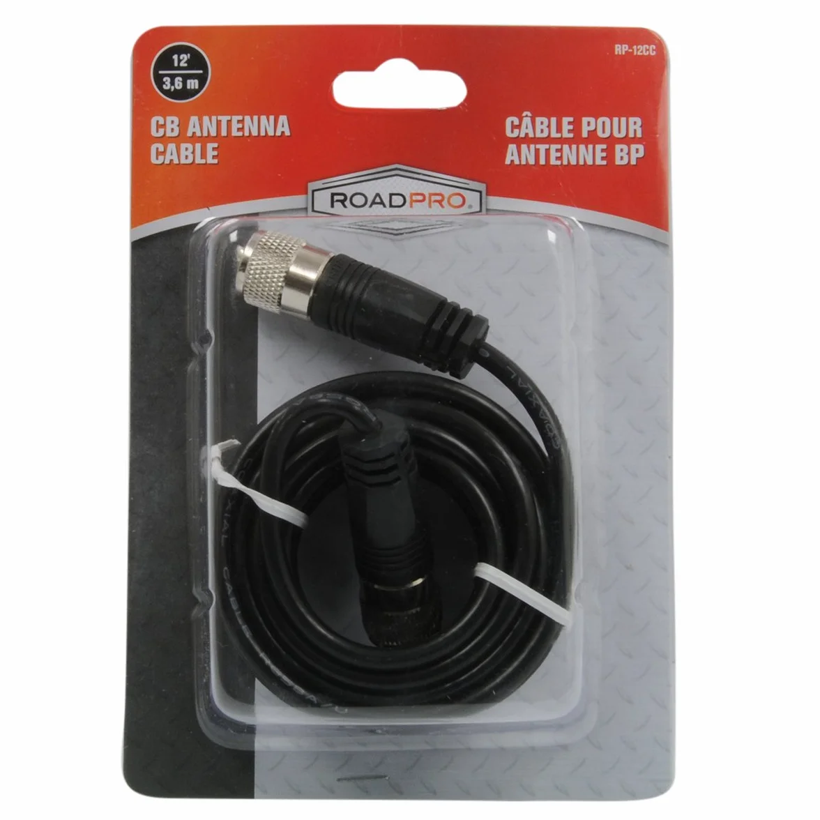 RoadPro RP-12CC 12' kabel koncentryczny anteny CB ze złączem PL-259, czarny