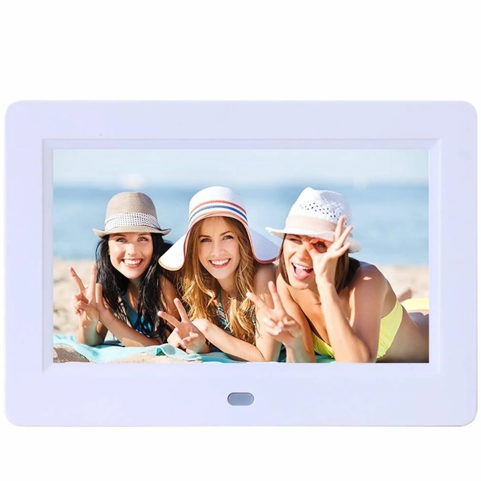 7-calowa cyfrowa ramka na zdjęcia Elektroniczny album na zdjęcia z ekranem LCD HD Obsługuje odtwarzanie zdjęć i filmów muzycznych na stojaku(White)