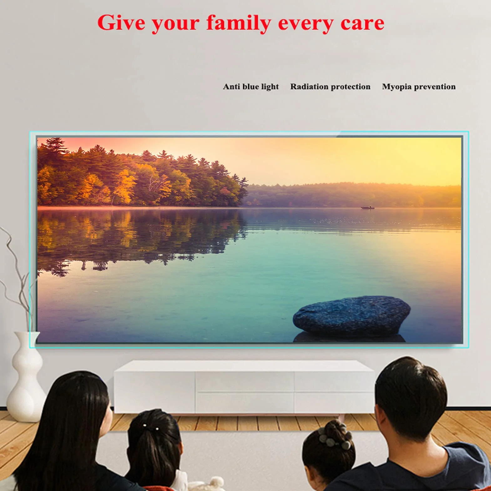 Folia ochronna na wyświetlacz TV, 32-75", filtr ochronny do oczu, akcesoria do telewizora, bez folii bąbelkowej, do LCD, LED, OLED i QLED 4K HDTV, 856 x 478 mm