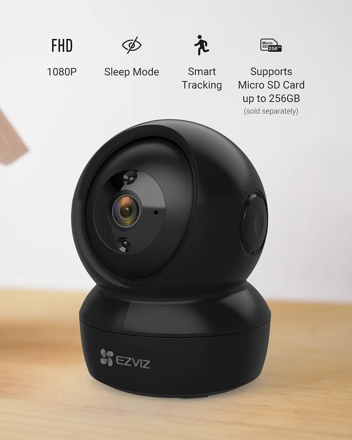 EZVIZ C6N Wewnętrzna kamera nadzoru WiFi 1080P, WiFi i Ethernet 360 ° Kamera IP Pan/Tilt Kompatybilna z Alexa, Night Vision z Smart IR, śledzenie ruchu, dwukierunkowy dźwięk
