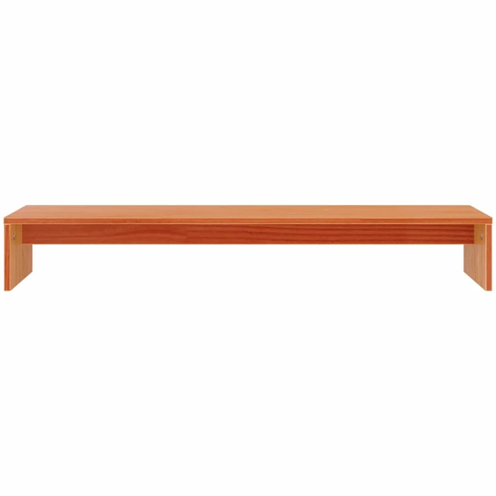 Stojak na monitor, woskowany brąz, lite drewno sosnowe, 100 x 27 x 15 cm, ergonomiczne podwyższenie do stołu komputerowego i podstawki pod komputer, miejsce do odkładania do biura, domowego