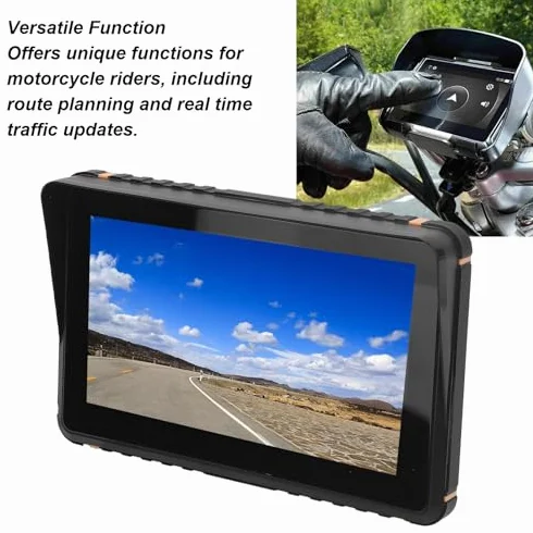 Nawigacja GPS Motocykla 5G z Podwójnym Wi-Fi, 7-calowy Ekran Dotykowy HD Bezprzewodowa Nawigacja GPS dla Carplay dla Airplay dla Android Auto, Przenośny Wodoodporny System GPS