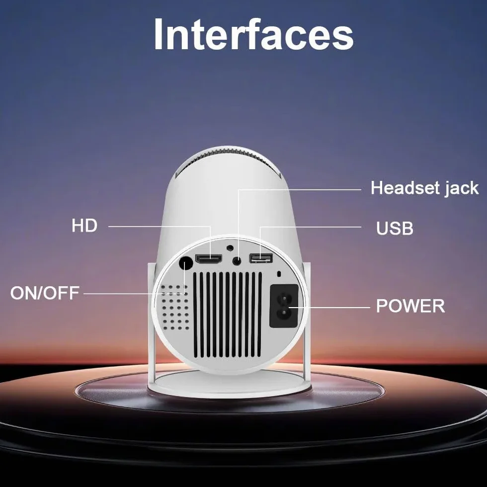 Mini projektor wideo kompatybilny z WiFi i Bluetooth, 1080P, Android 11.0 TV OS, Netflix, YouTube, HDMI, sterownik flash USB, kompatybilny z telefonem iPhone i systemem Android