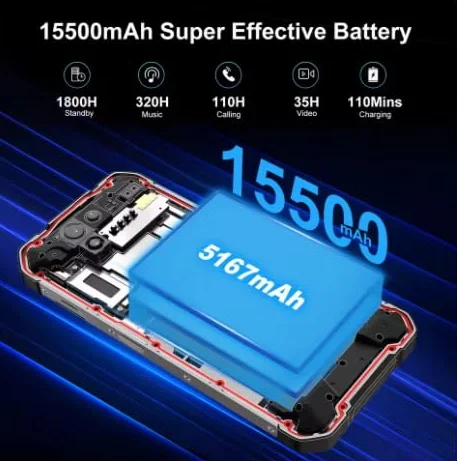 Unihertz 8849 Tank 2 Advanced Verison wodoodporny projektor smartfon 24 GB+512 GB wytrzymały telefon komórkowy 108 MP aparat główny 15500 mAh telefon