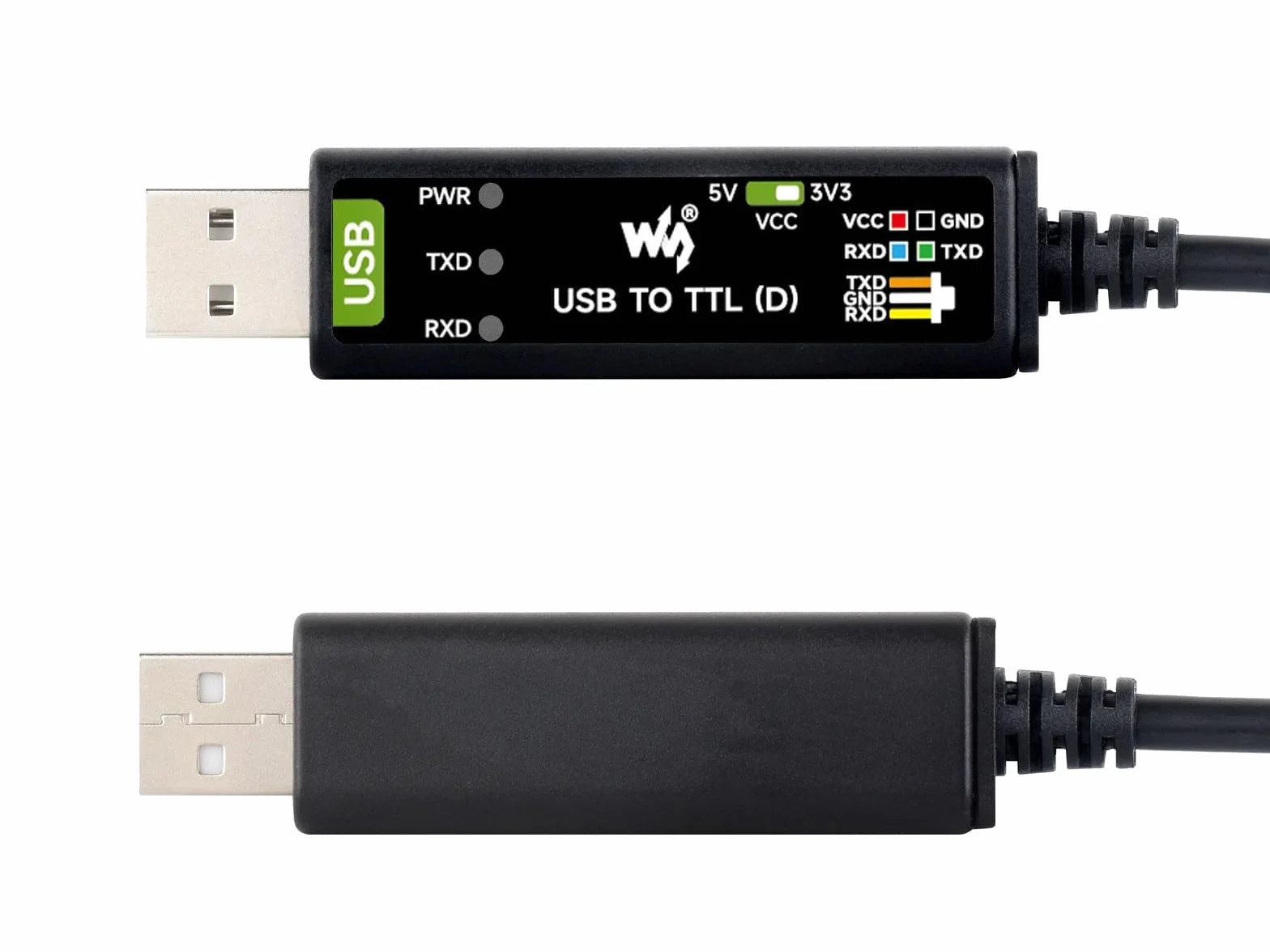 Waveshare Industrial USB to TTL Serial Converter Adapter Cable USB to TTL (D) adapter 3,3 V 5 V Onboard FT232RNL Chip Suitable for Raspberry Pi 5 Serial Port Debugging