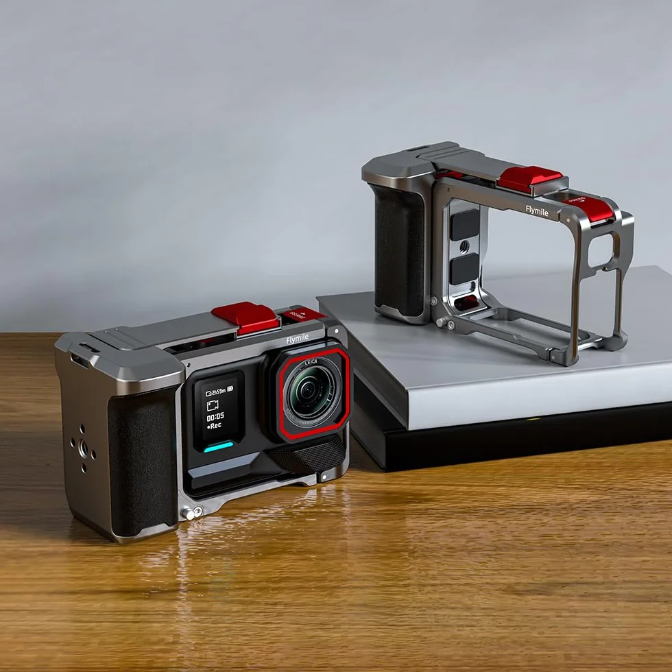 Uchwyt ochronny do aparatu Insta360 Ace Pro 1/Ace Pro 2 - sportowy uchwyt do fotografowania ze stopu aluminium z osłoną obiektywu i paskiem na nadgarstek, antypoślizgowy stabilizator akcesoria do