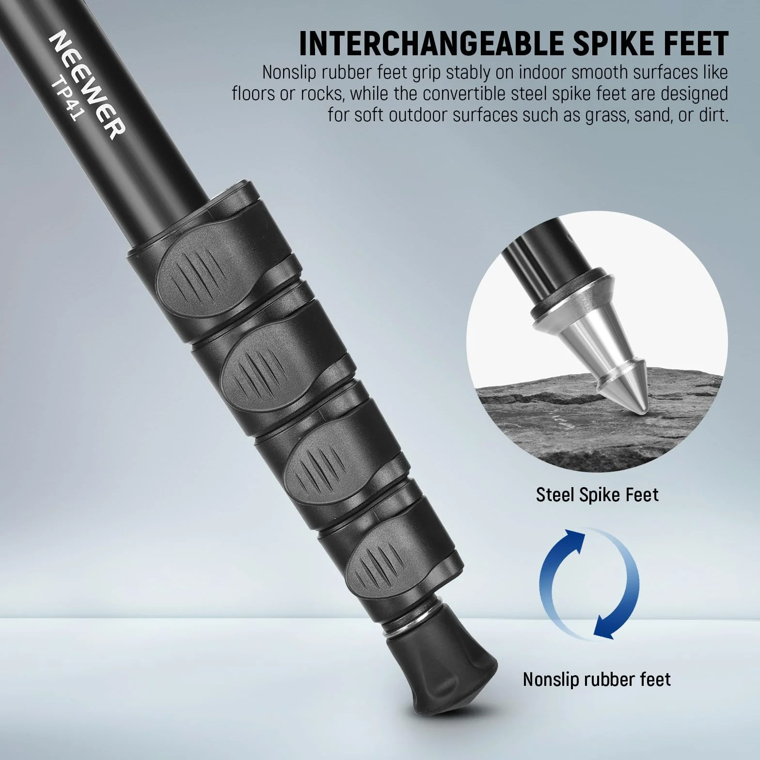 Neewer Stojak monopod na kamerę 61"/155 cm, przenośny podróżny monopod wideo ze stopu aluminium z adapterem śrubowym 1/10.2 cm 3/20.3 cm do kamery DSLR, profesjonalne akcesoria do aparatów, maksymalne