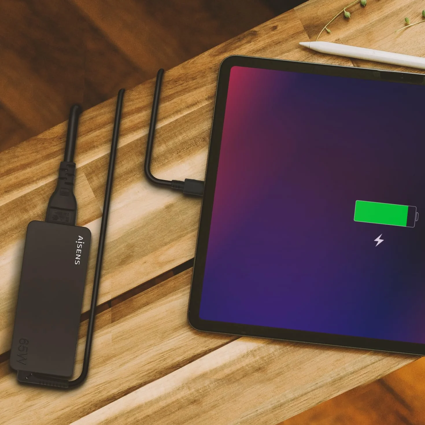 AISENS - ASCH-1PD65D-BK - Czarny 65W PD3.0 1XUSB-C 1.8M, Czarny