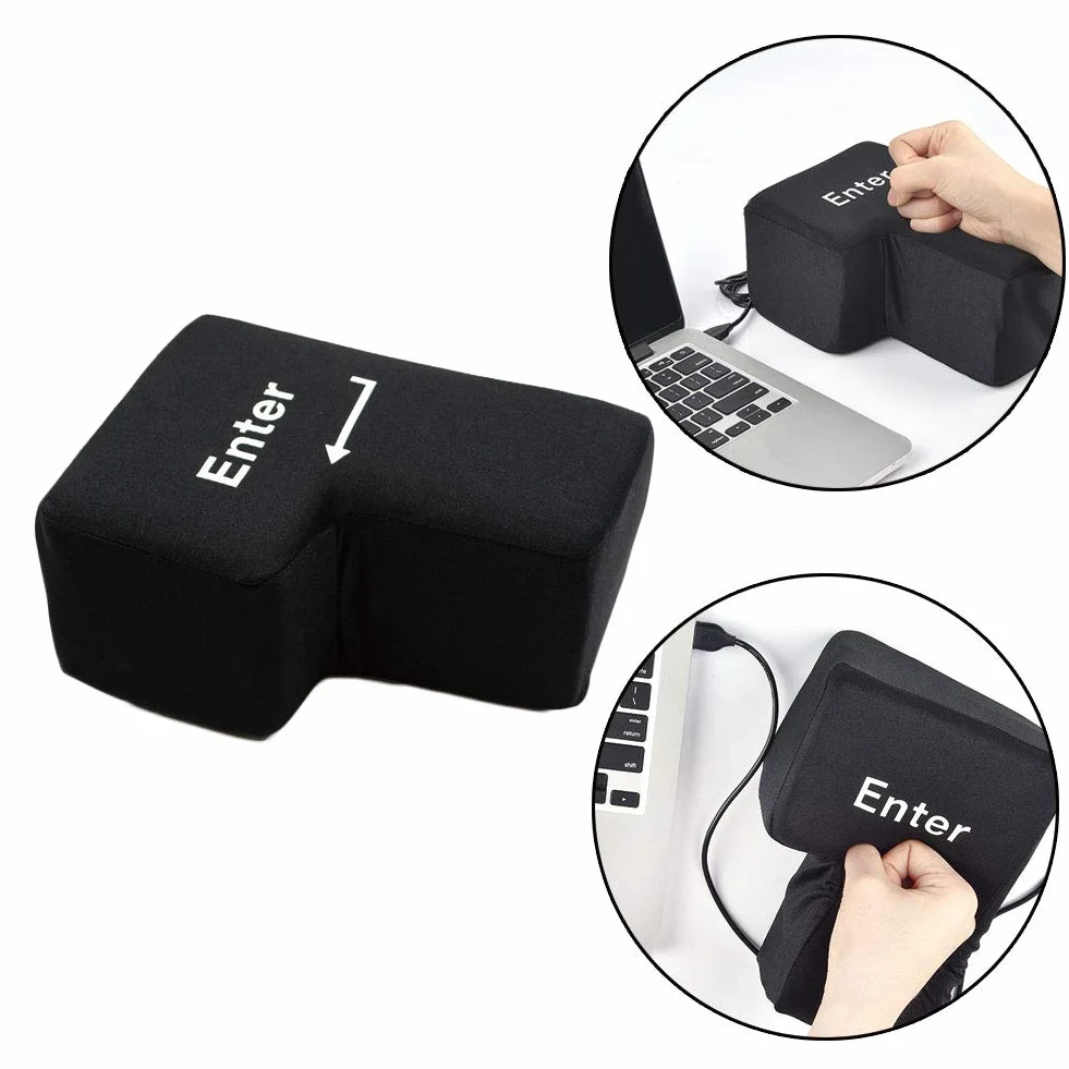 Wudaizhi Wejdź na poduszkę USB Unbreakable Big Enter Button Rzuca poduszkę z komputerem USB Wejście Klucz do Poduszka Biurko