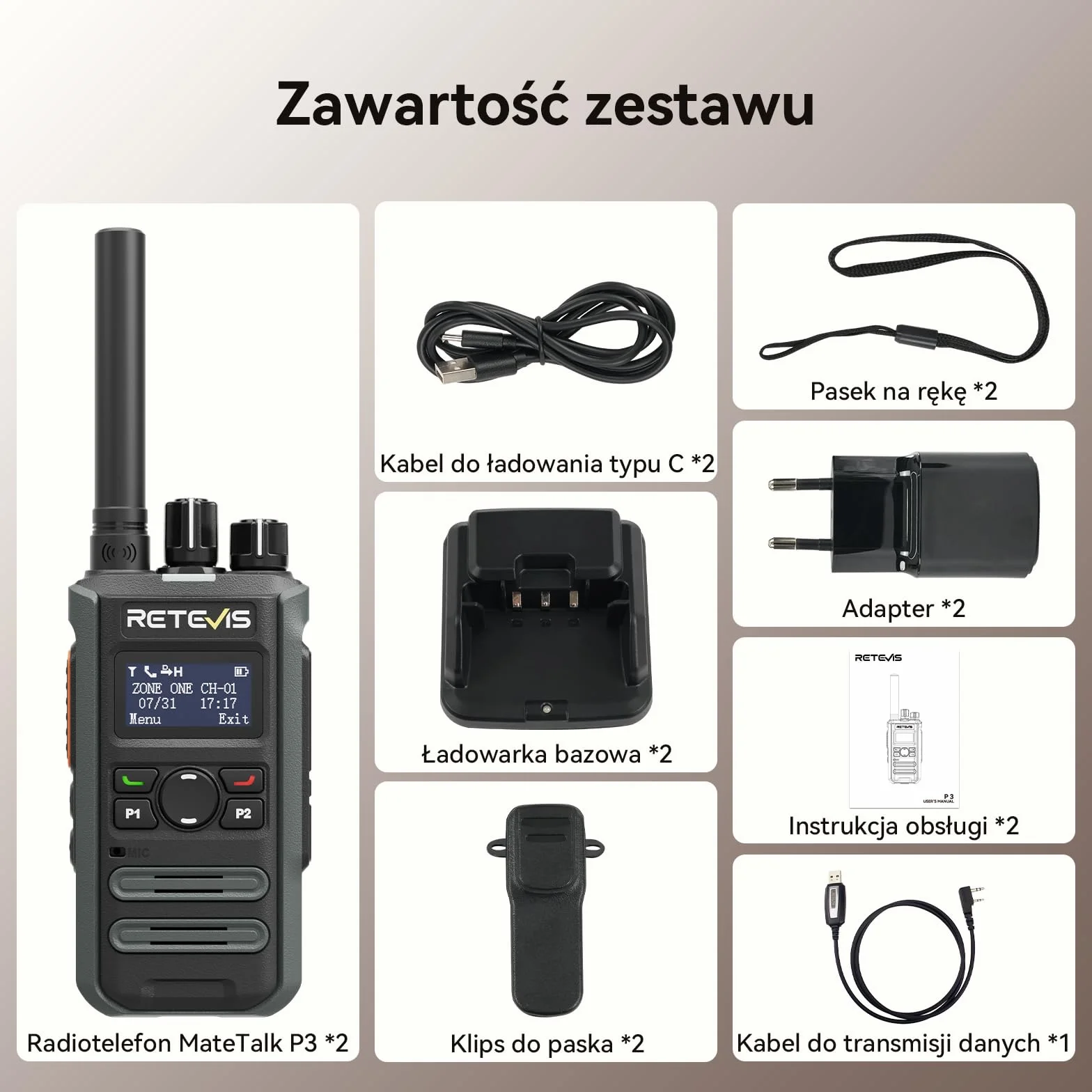 Retevis MateTalk P3 Cyfrowe Krótkofalówki z Szybkim Ładowaniem, Połączenia Grupowe Dalekiego Zasięgu, Ekran LCD, Miniaturowe Radiotelefony do Handlu Detalicznego (2 sztuki)
