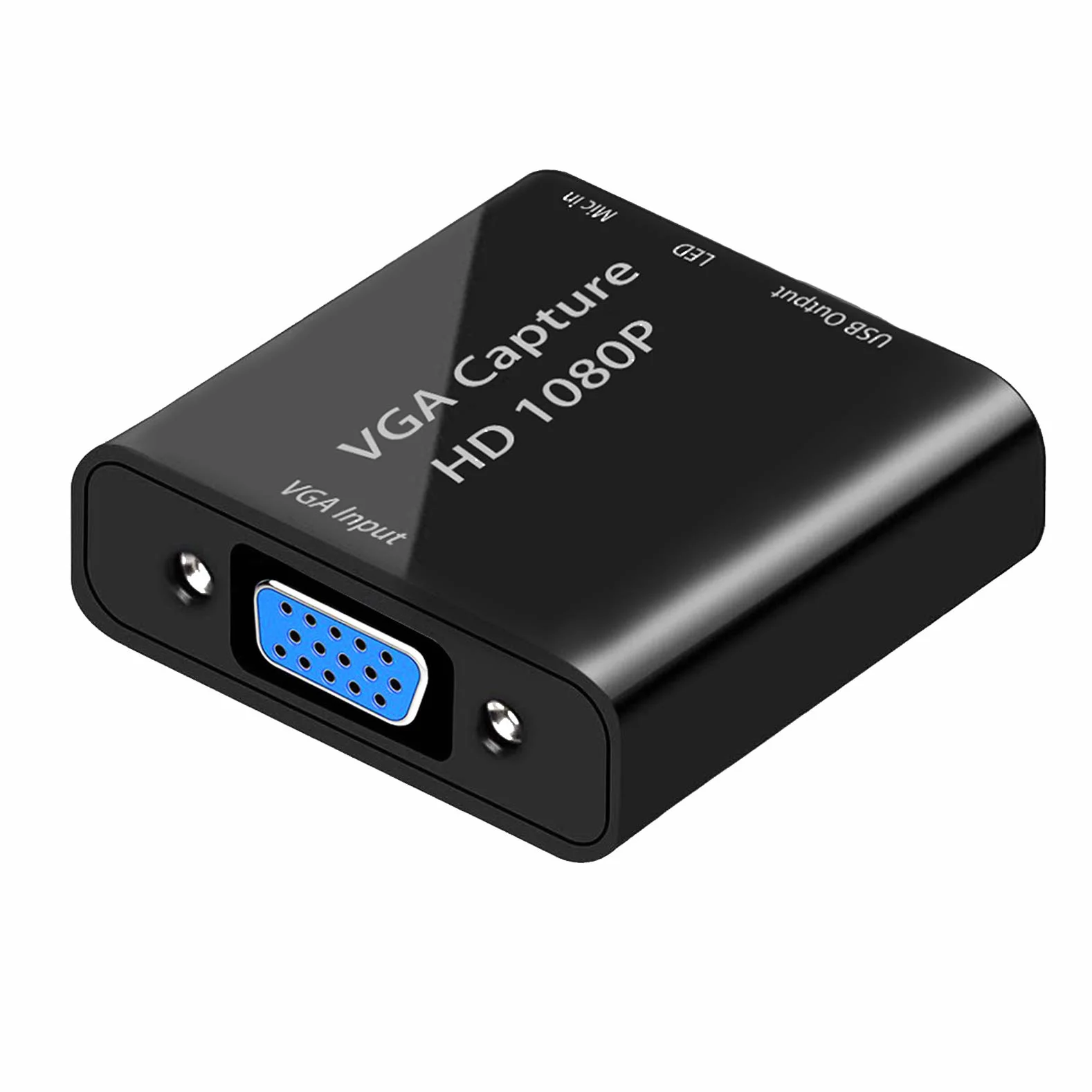 Karta przechwytywania wideo, adapter VGA na USB z wejściem mikrofonowym, adapter wideo HD 1080p, do transmisji na żywo, laptopów, monitorów, wideokonferencji i gier