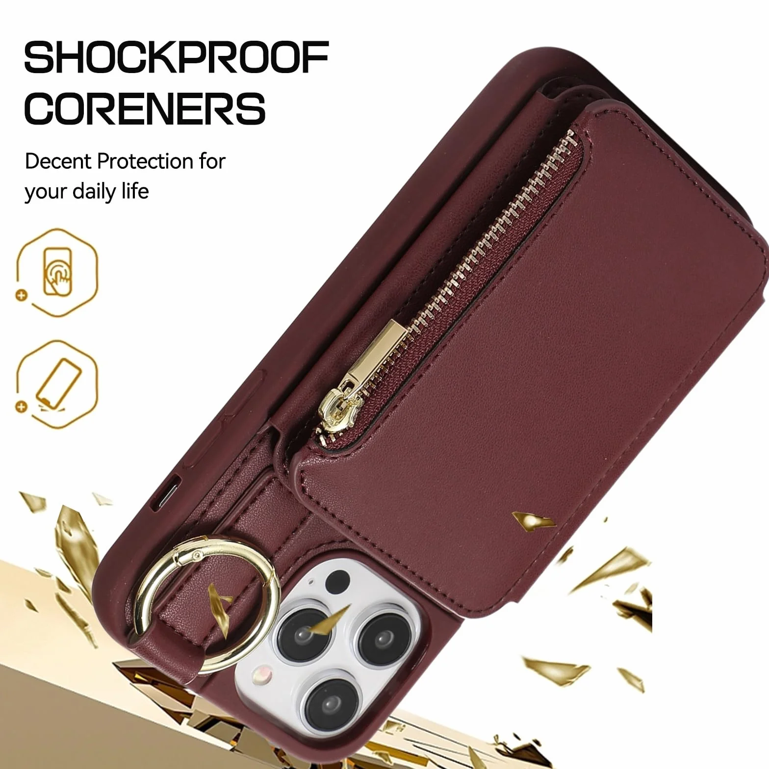 Générique Etui na telefon komórkowy IPhone16/16Pro/16Pro Max, Tarjetero Incorporado Cartera etui na telefon komórkowy z klapką do prueba (niebieski, 16promax)