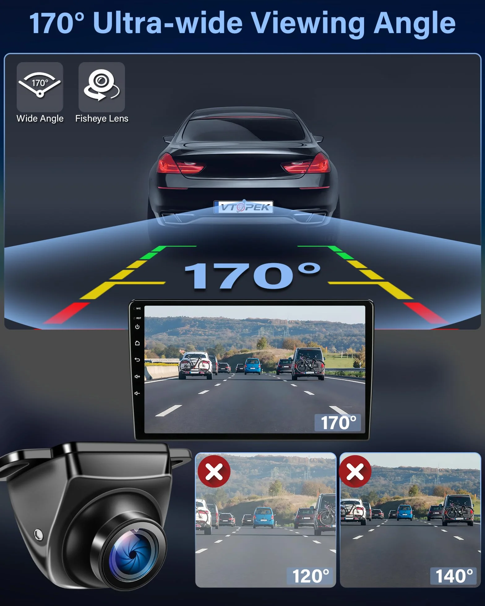 【Obracana o 360° + 90°】AHD 1080p kamera cofania do samochodu, metalowa obudowa, uniwersalna kamera cofania z noktowizorem 170°, linia cofania 170°, wodoszczelna kamera cofania IP69, doposażenie do