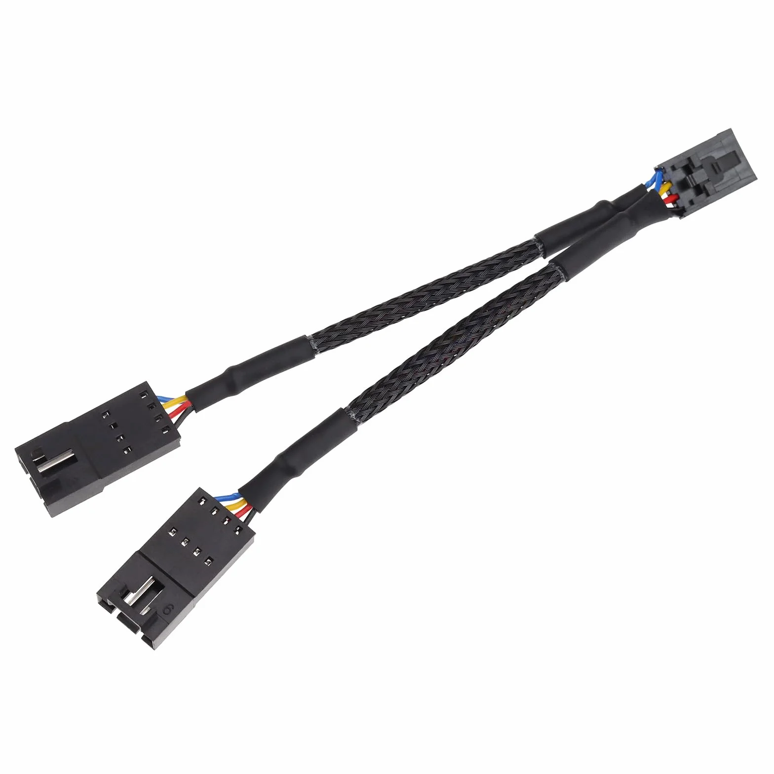 EMSea Kabel adaptera rozdzielacza wentylatora 4P żeński na podwójny 4P męski kabel koncentratora wentylatora kompatybilny z Corsair Lighting Node Pro Commander Pro Core do standardowego ARGB 3-pinowy