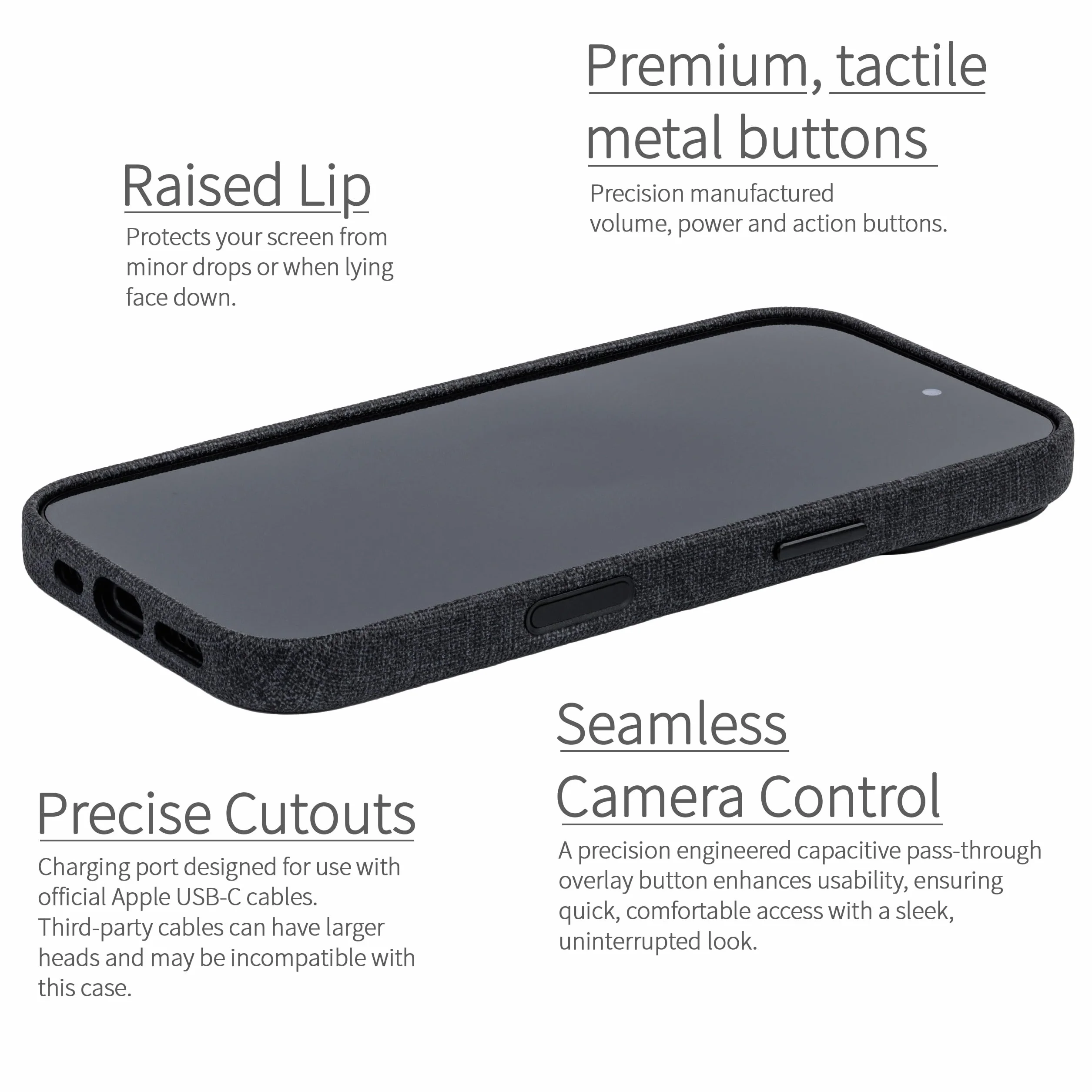 Dockem Etui ze Skóry Syntetycznej do iPhone 17 Kompatybilne z MagSafe, z Pojemnościowym Przyciskiem Sterowania Aparatem (MSVL, Węglowa Czerń)