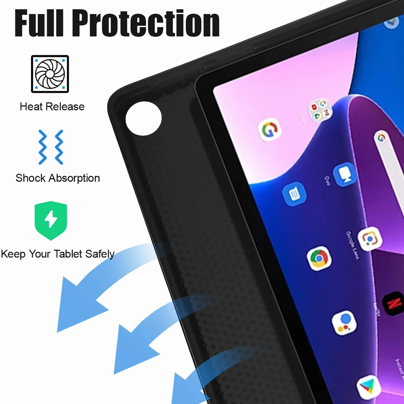 Lenovo Tab M10 3. generacji 10,1 cala 64 GB etui z odłączaną klawiaturą - smukłe inteligentne etui do tabletu M10 (2022) - układ brytyjski - czarne
