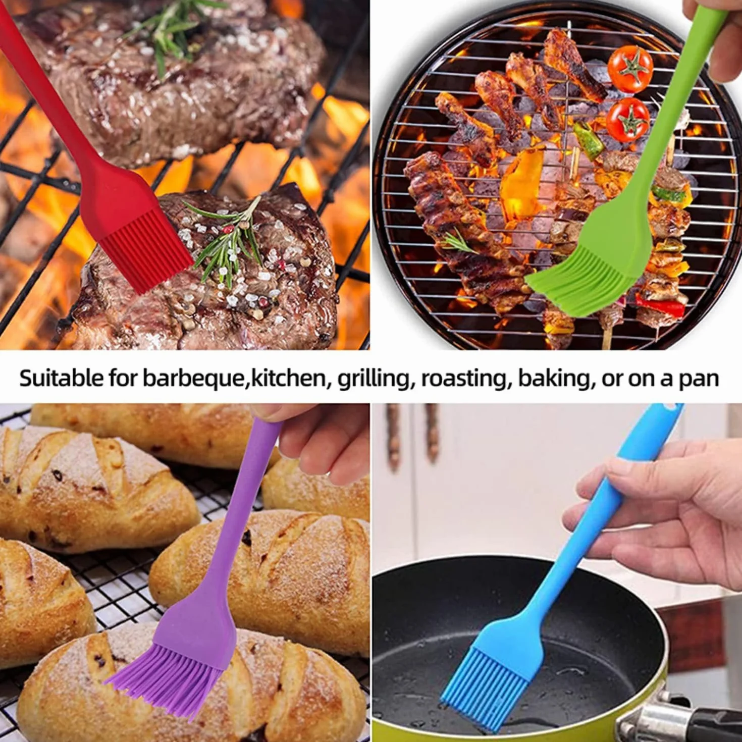 Silikonowe pędzle kuchenne zestaw 2 sztuk 21 cm do gotowania BBQ