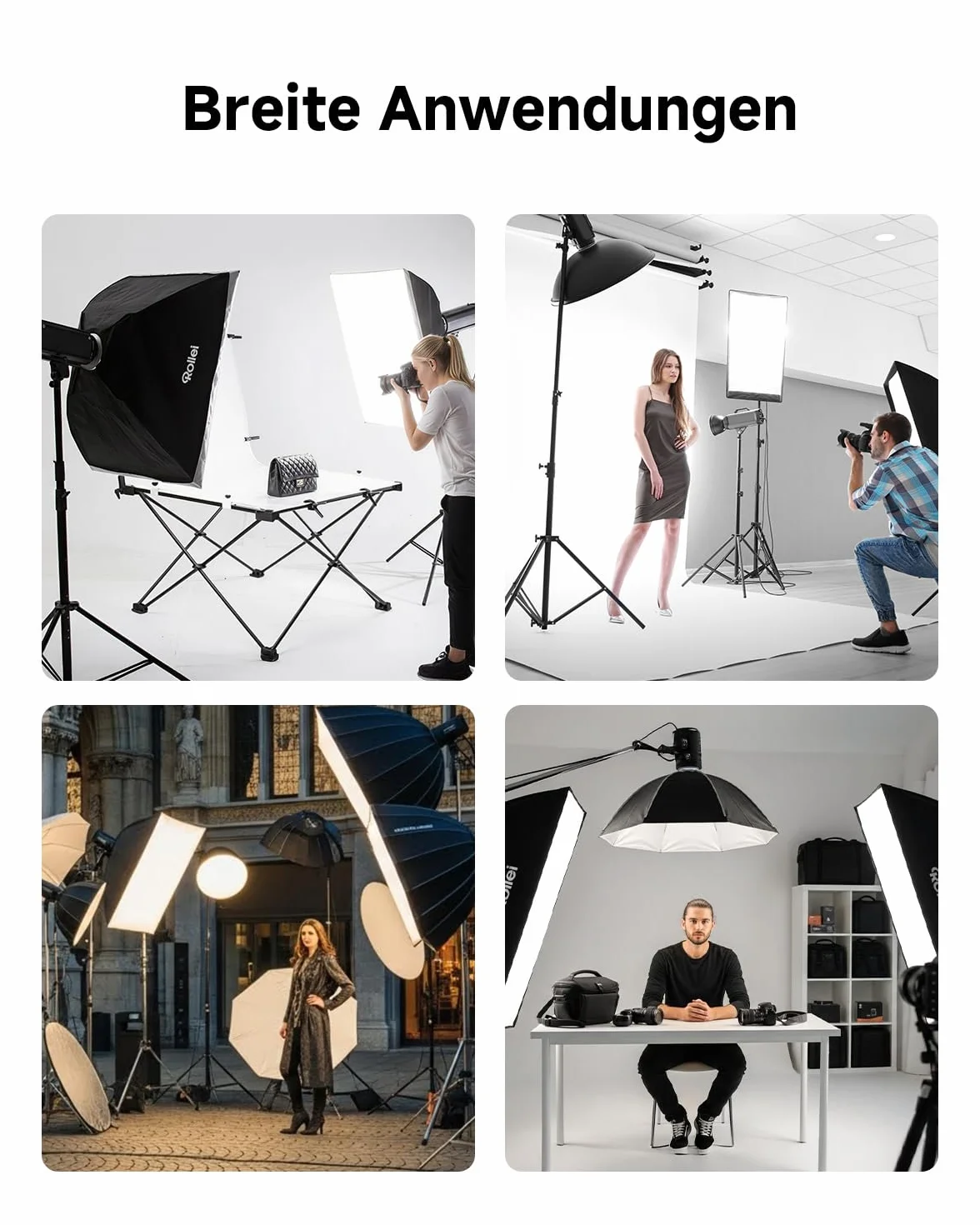 Rollei Profesjonalny statyw do lampy 285 cm - wytrzymały aluminiowy statyw do lamp studyjnych, regulacja wysokości w zakresie od 125 do 285 cm, w zestawie amortyzacja uderzeń - czarny