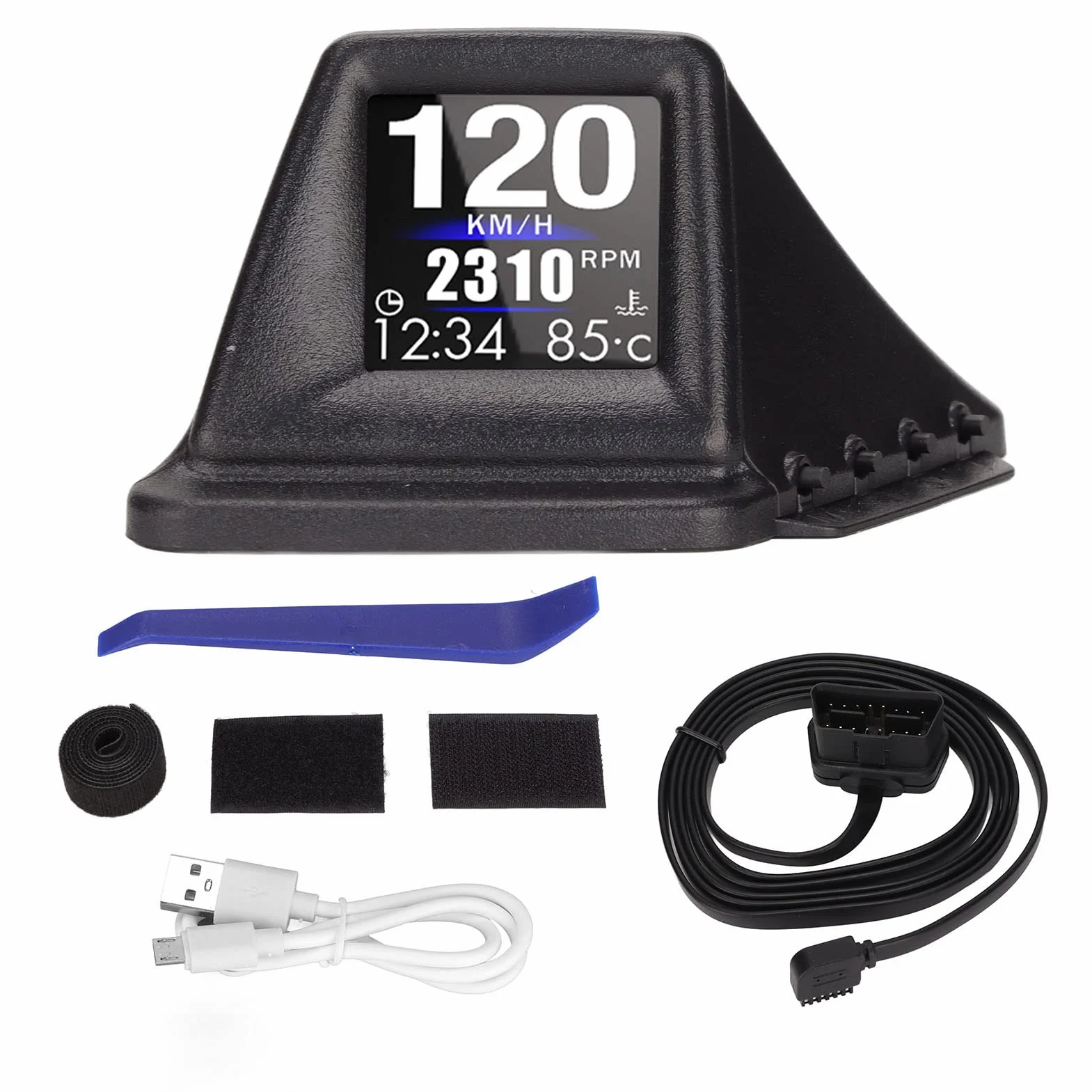 Universal Car HUD, Wyświetlacz OBD2 GPS Head Up, Wielofunkcyjny Prędkościomierz GPS, Alarm Prędkości, Alarm Niskiego Napięcia, Alarm Temperatury Wody, Alarm Obrotów, Wyświetlacz LCD dla Wszystkich Poj