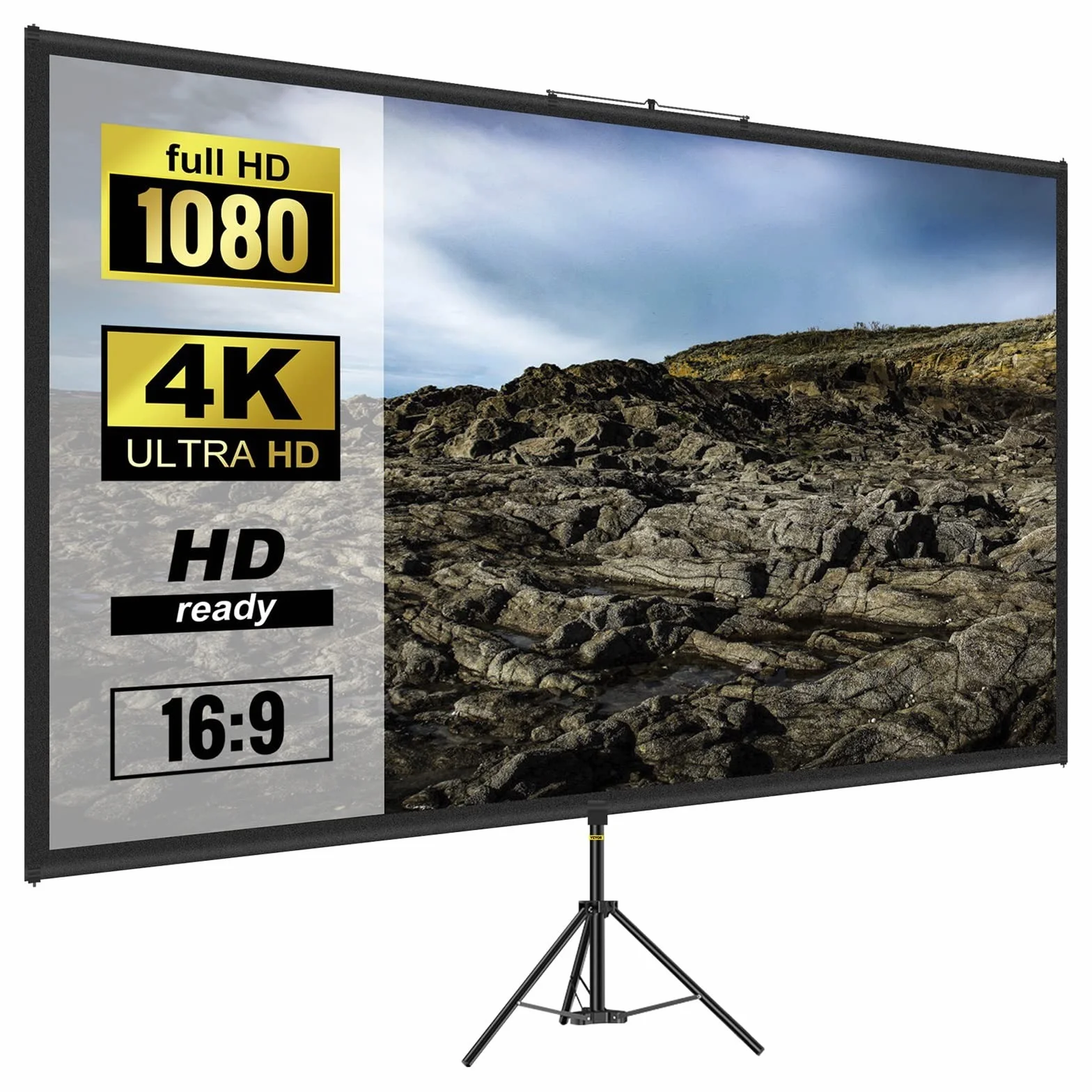 100-calowy statywowy ekran projektora ze stojakiem 16:9 4K HD Przenośne kino domowe do projekcji wewnętrznej na zewnątrz do kina domowego