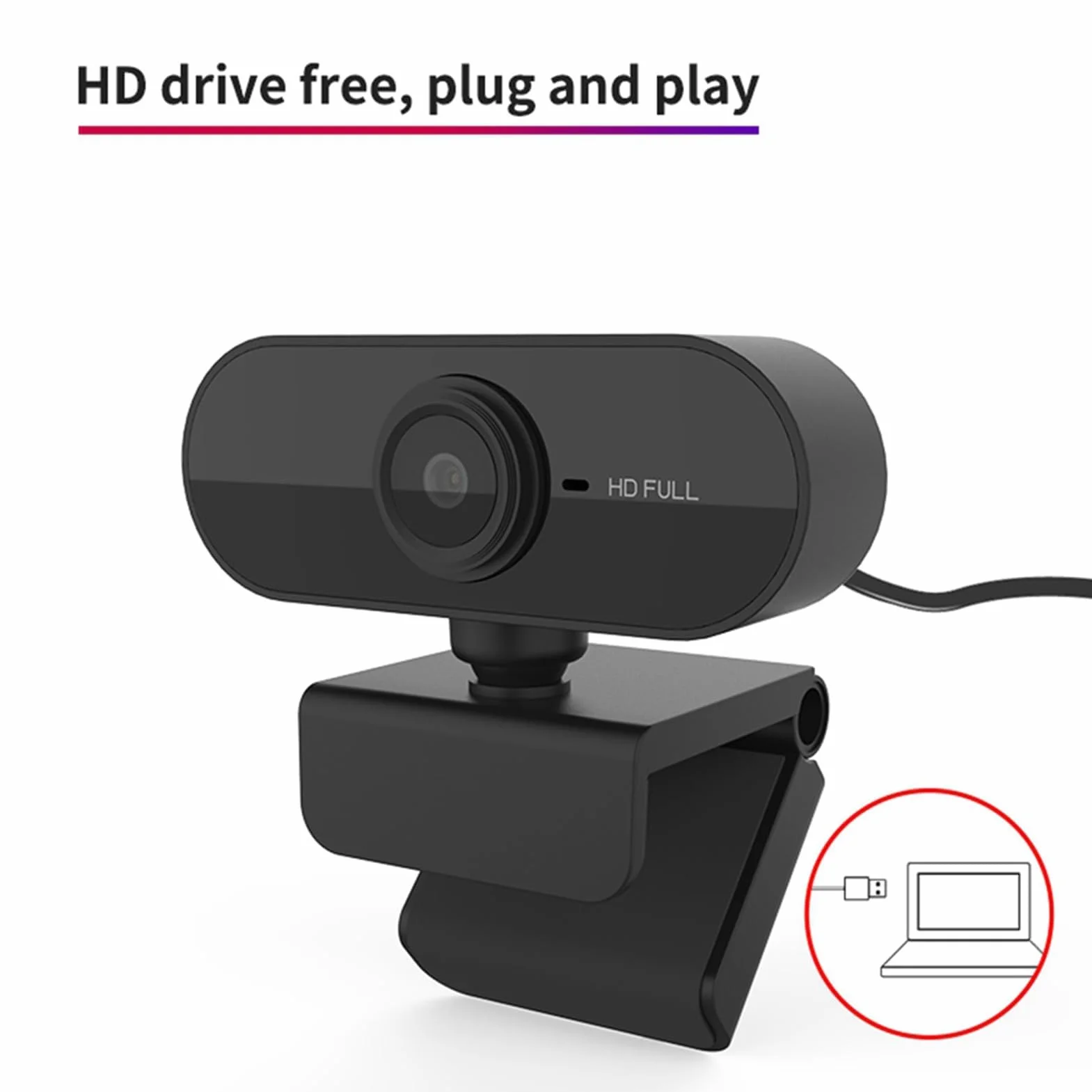 Kamera internetowa o wysokiej rozdzielczości HD 1920x1080 z wbudowanym mikrofonem, przenośna kamera internetowa ze sterownikiem USB 2.0 do komputerów i laptopów, obrotowa kamera internetowa o 360 ° do transmisji na żywo (czarna)