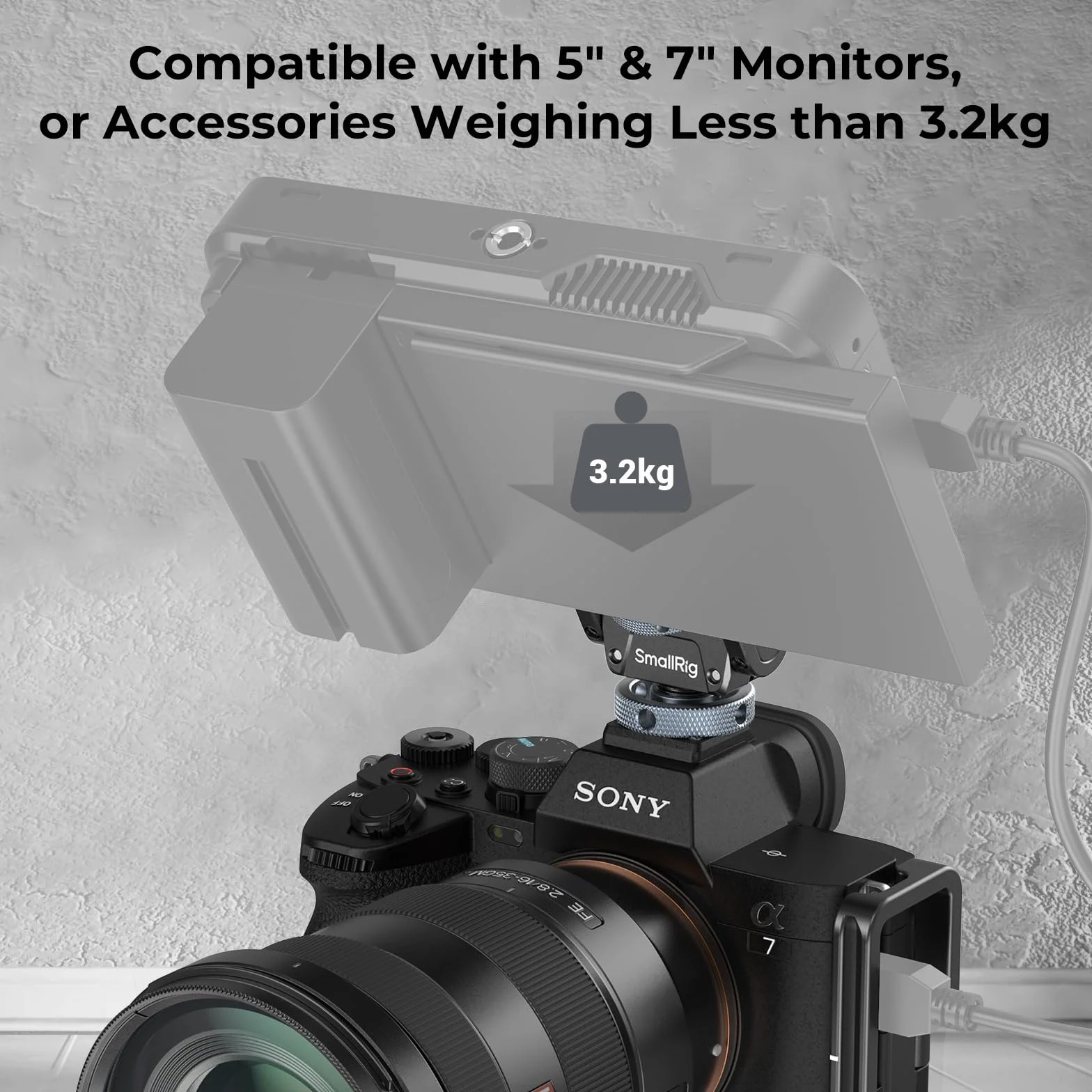 SMALLRIG Camera Monitor Mount Lite z zimną stopką, obracanie 360 ° i pochylenie 180 ° do monitora polowego, LED, lampa błyskowa, maksymalna nośność 90 ° pochylenie 3,2 kg - 3809
