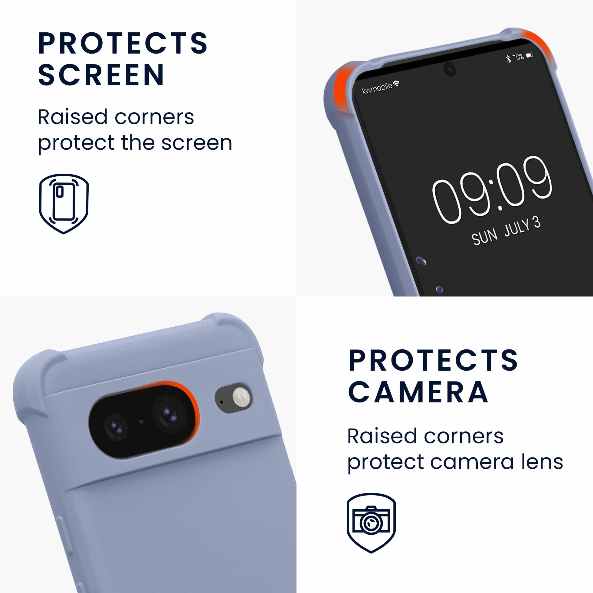 kwmobile Etui crossbody kompatybilne z Google Pixel 8 – silikonowe etui z TPU z paskiem – lawendowe